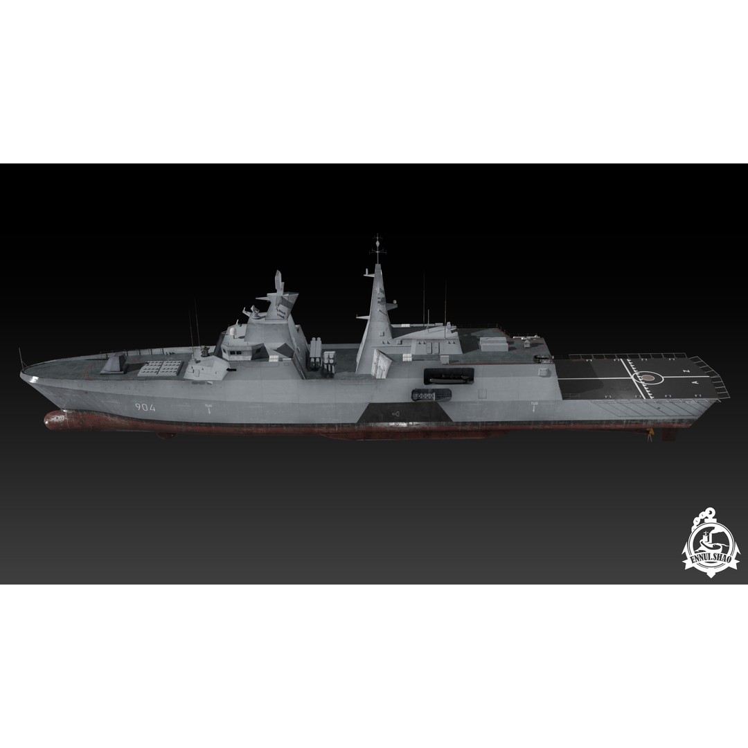 Egyptian Navy Al-Aziz Class Frigate 3D Model – Low Poly Game Ready, FBX - View 7