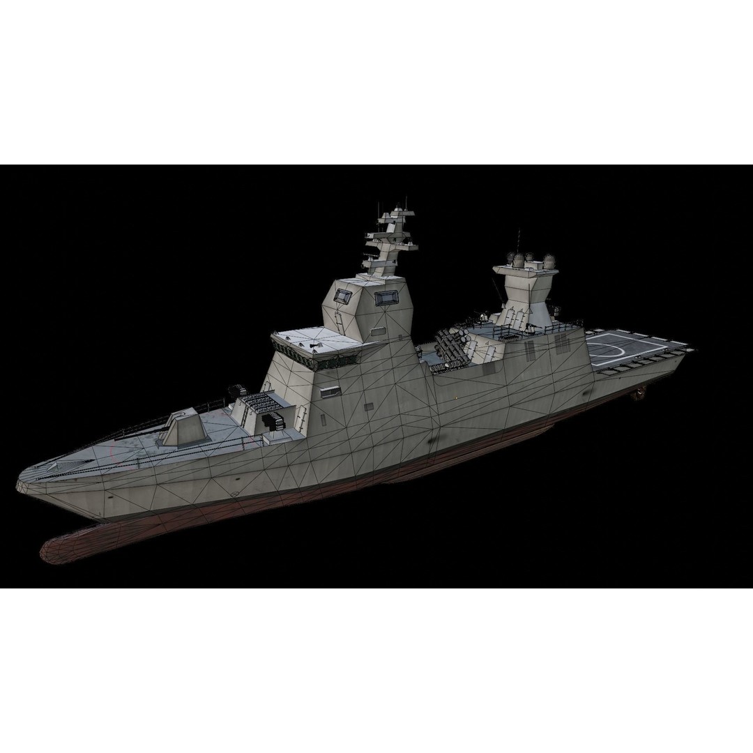 Israeli Navy Saar 6 Corvette 3D Model – Low Poly Game Asset, FBX, OBJ - View 13