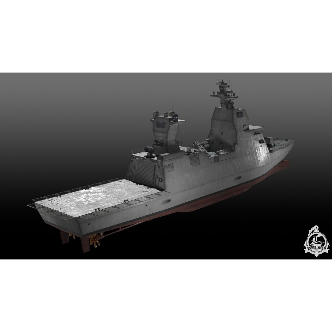 Israeli Navy Saar 6 Corvette 3D Model – Low Poly Game Asset, FBX, OBJ - View 5