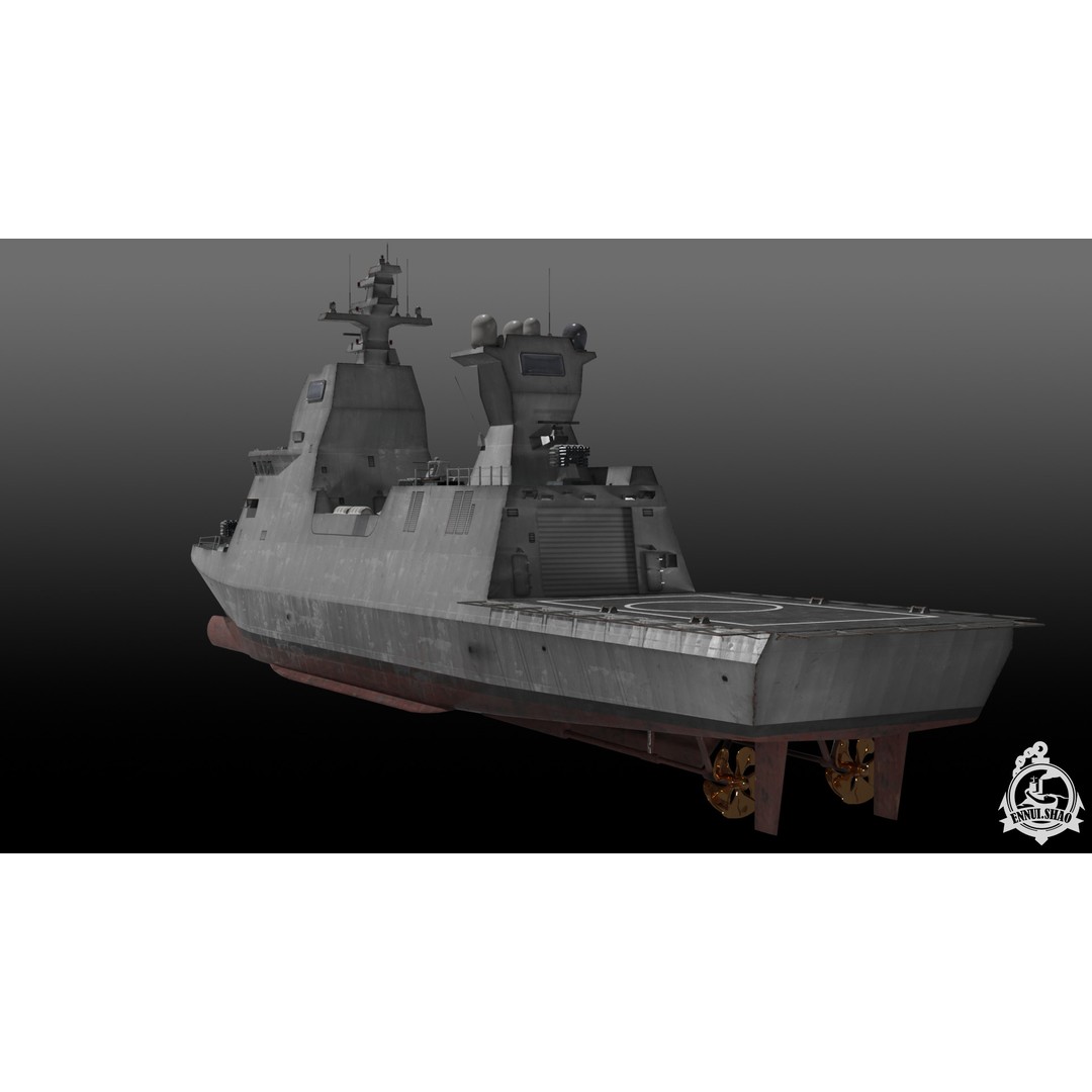 Israeli Navy Saar 6 Corvette 3D Model – Low Poly Game Asset, FBX, OBJ - View 6