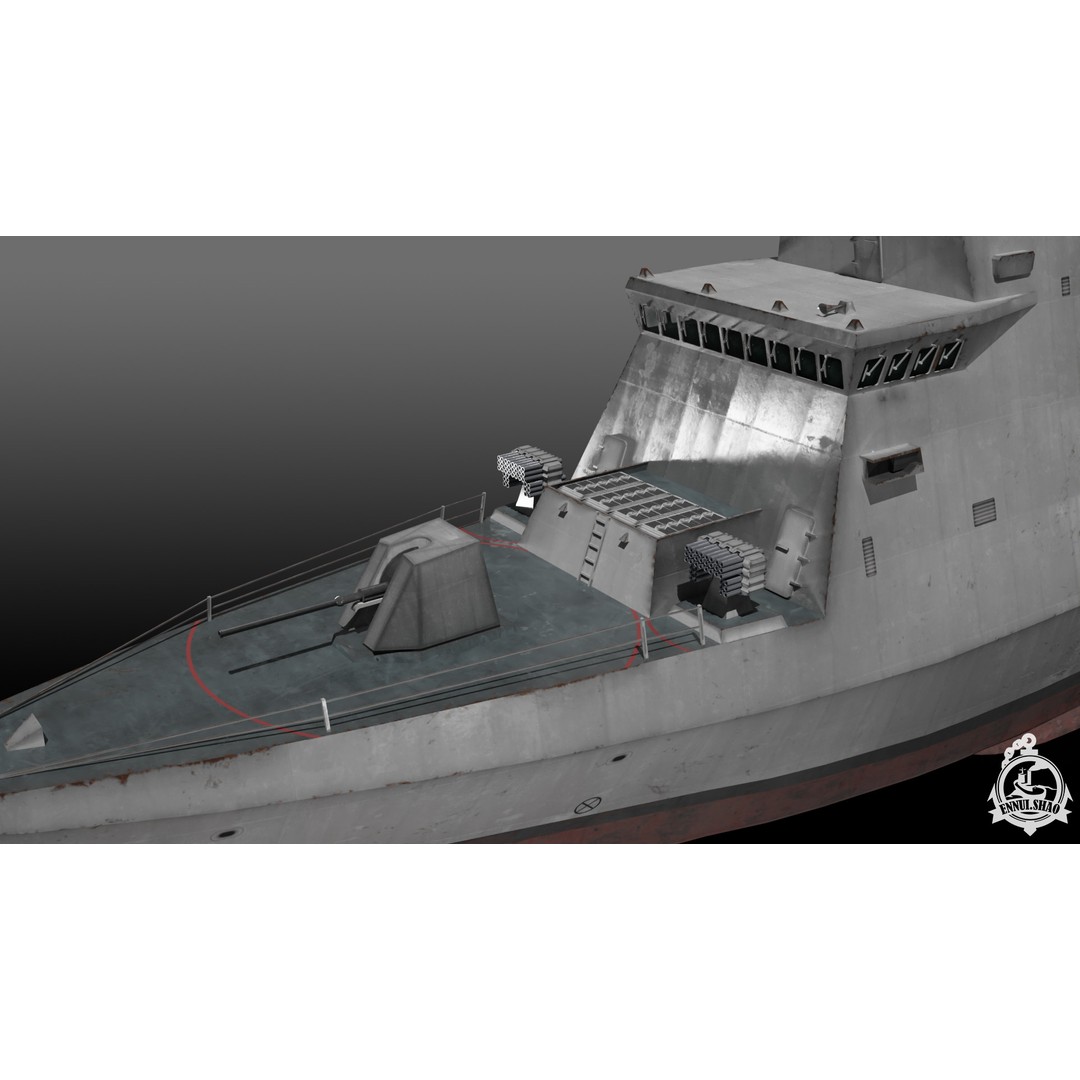 Israeli Navy Saar 6 Corvette 3D Model – Low Poly Game Asset, FBX, OBJ - View 8