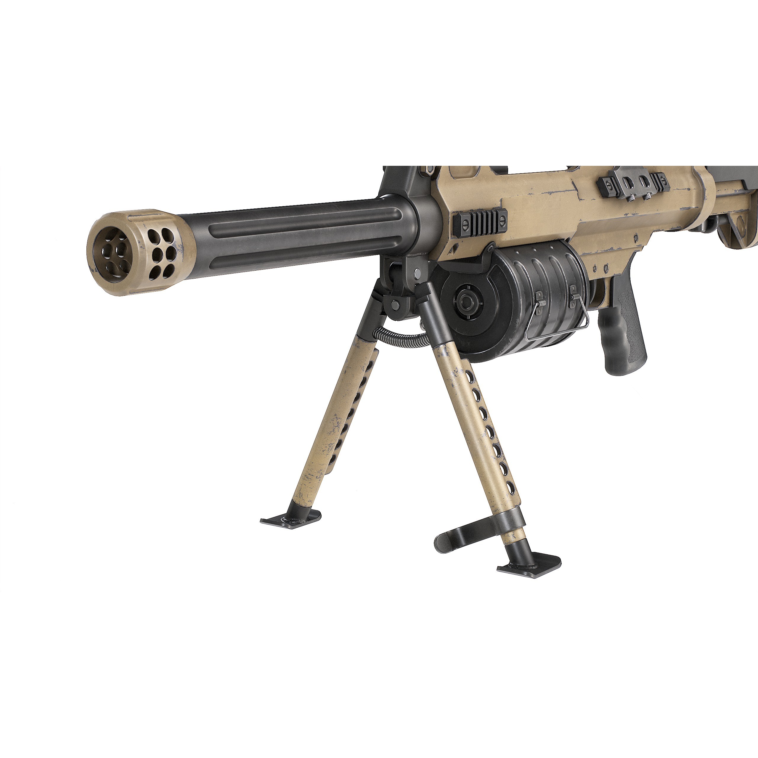 Chinese QLB-06 Grenade Launcher - Low-Poly Game-Ready 3D Model - View 11