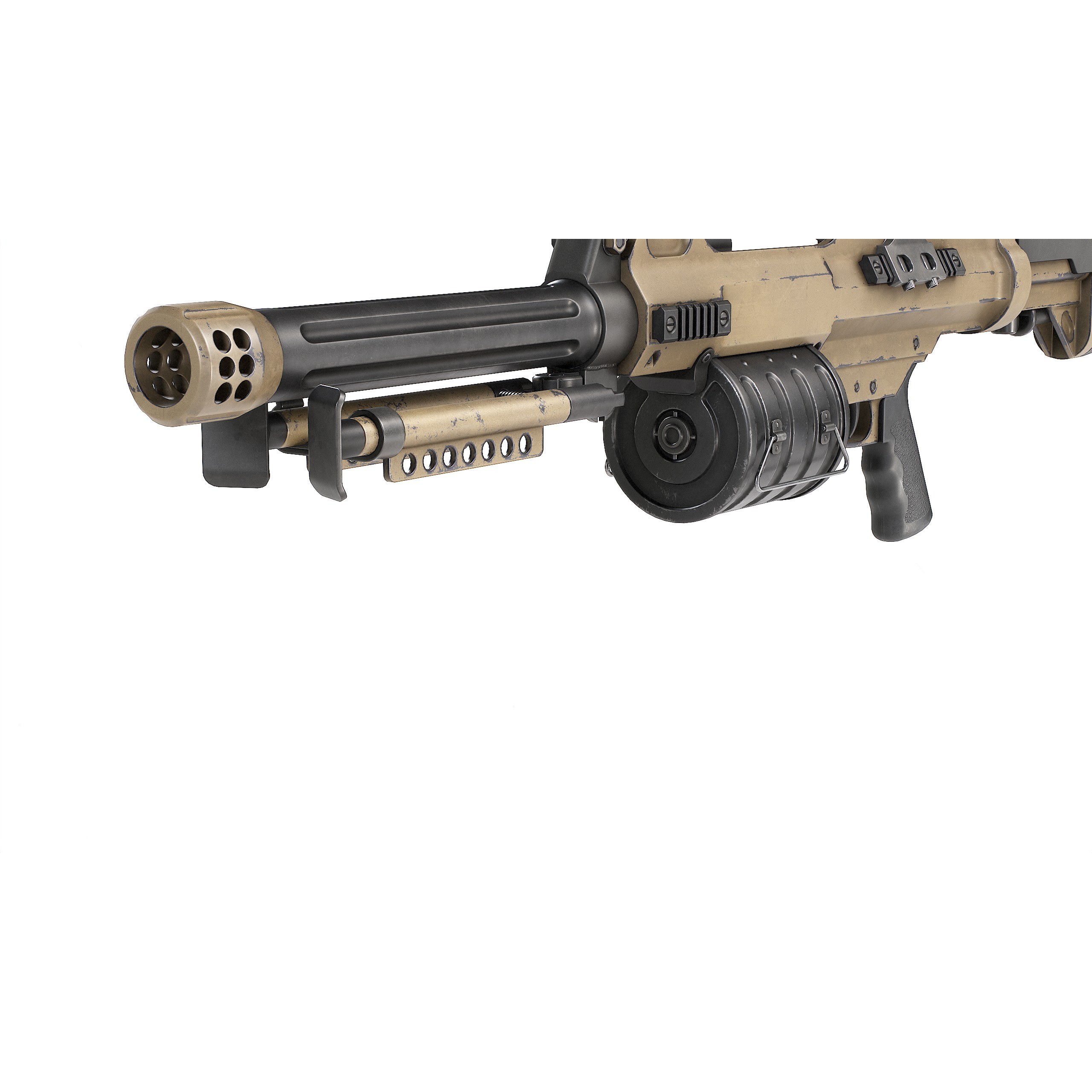 Chinese QLB-06 Grenade Launcher - Low-Poly Game-Ready 3D Model - View 12