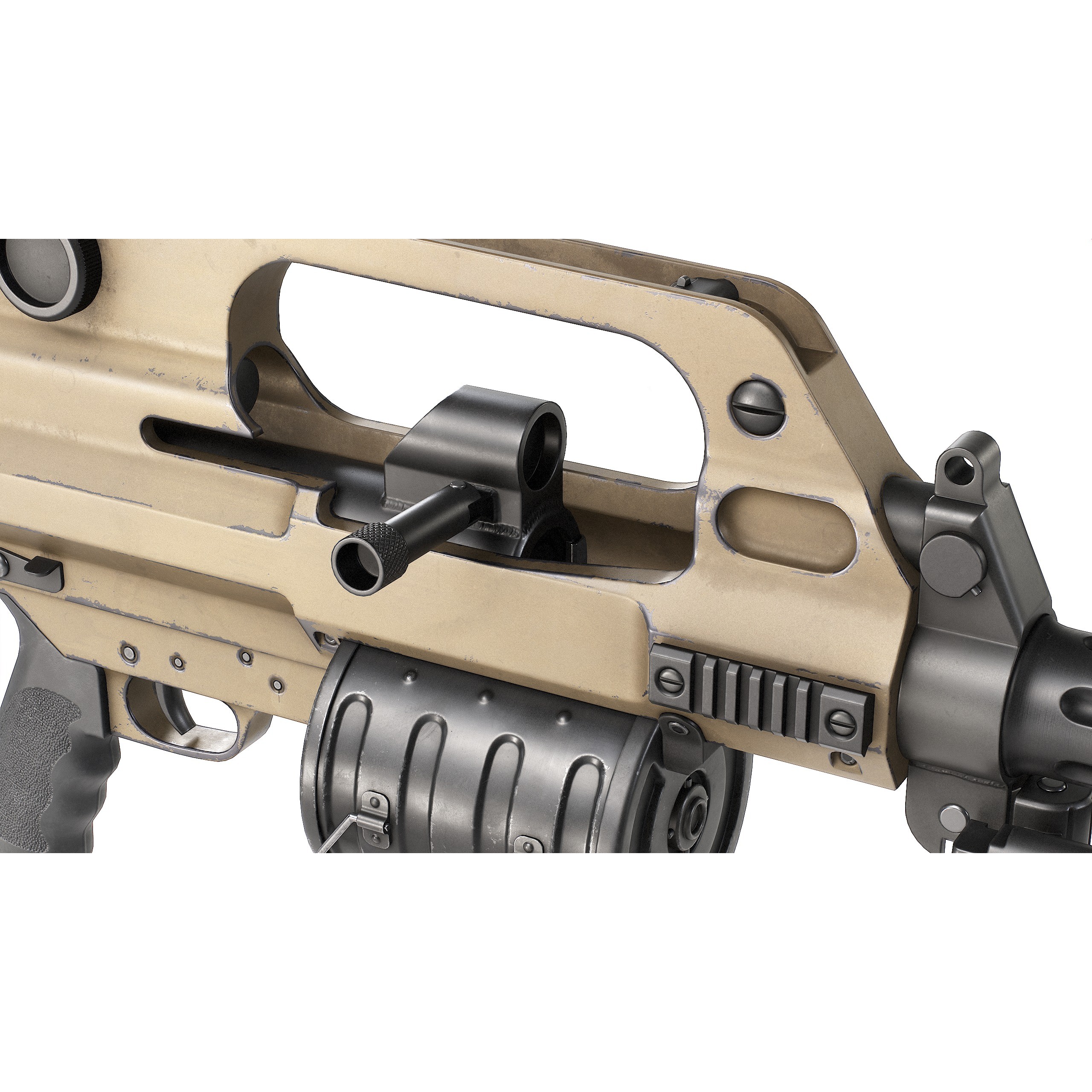 Chinese QLB-06 Grenade Launcher - Low-Poly Game-Ready 3D Model - View 14