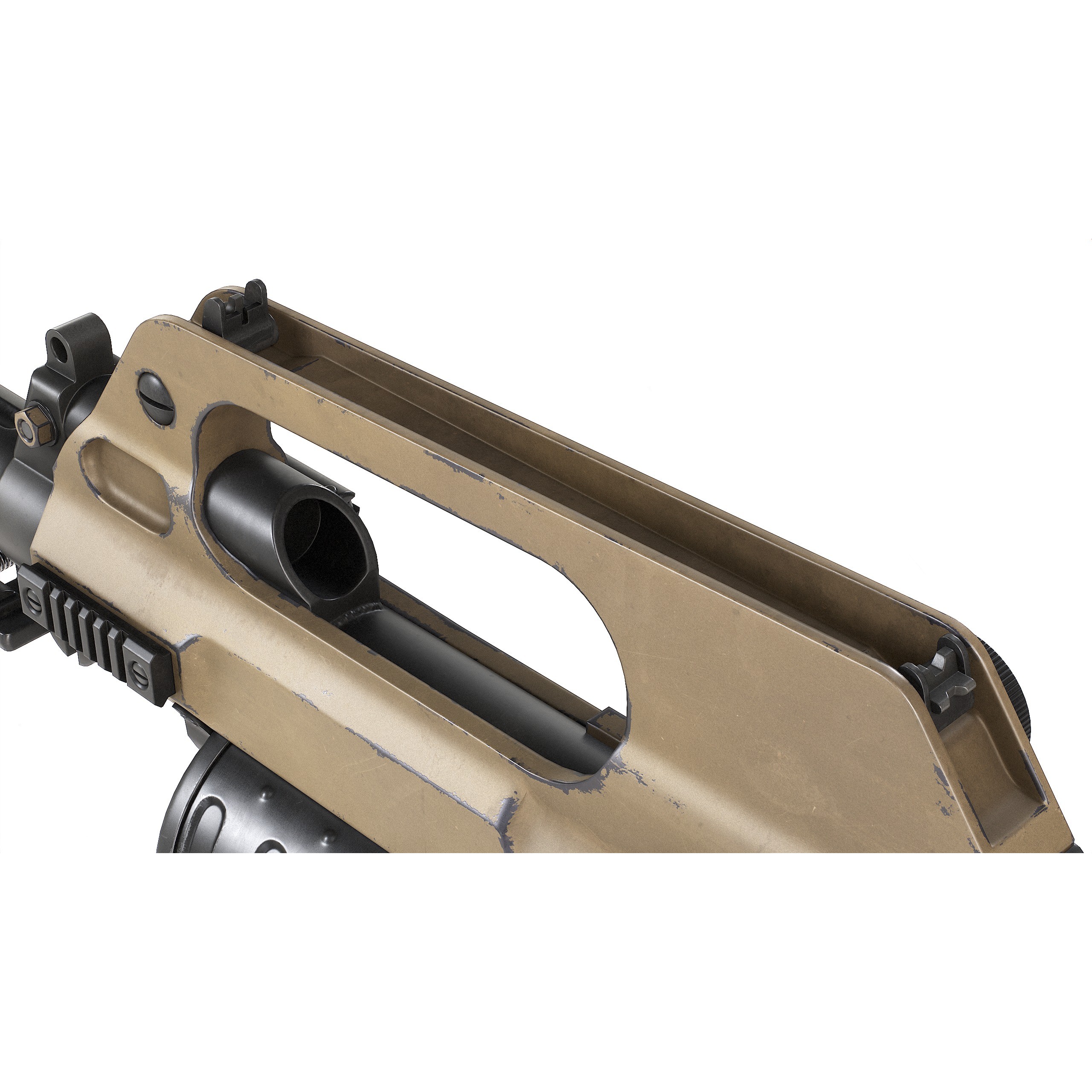 Chinese QLB-06 Grenade Launcher - Low-Poly Game-Ready 3D Model - View 16