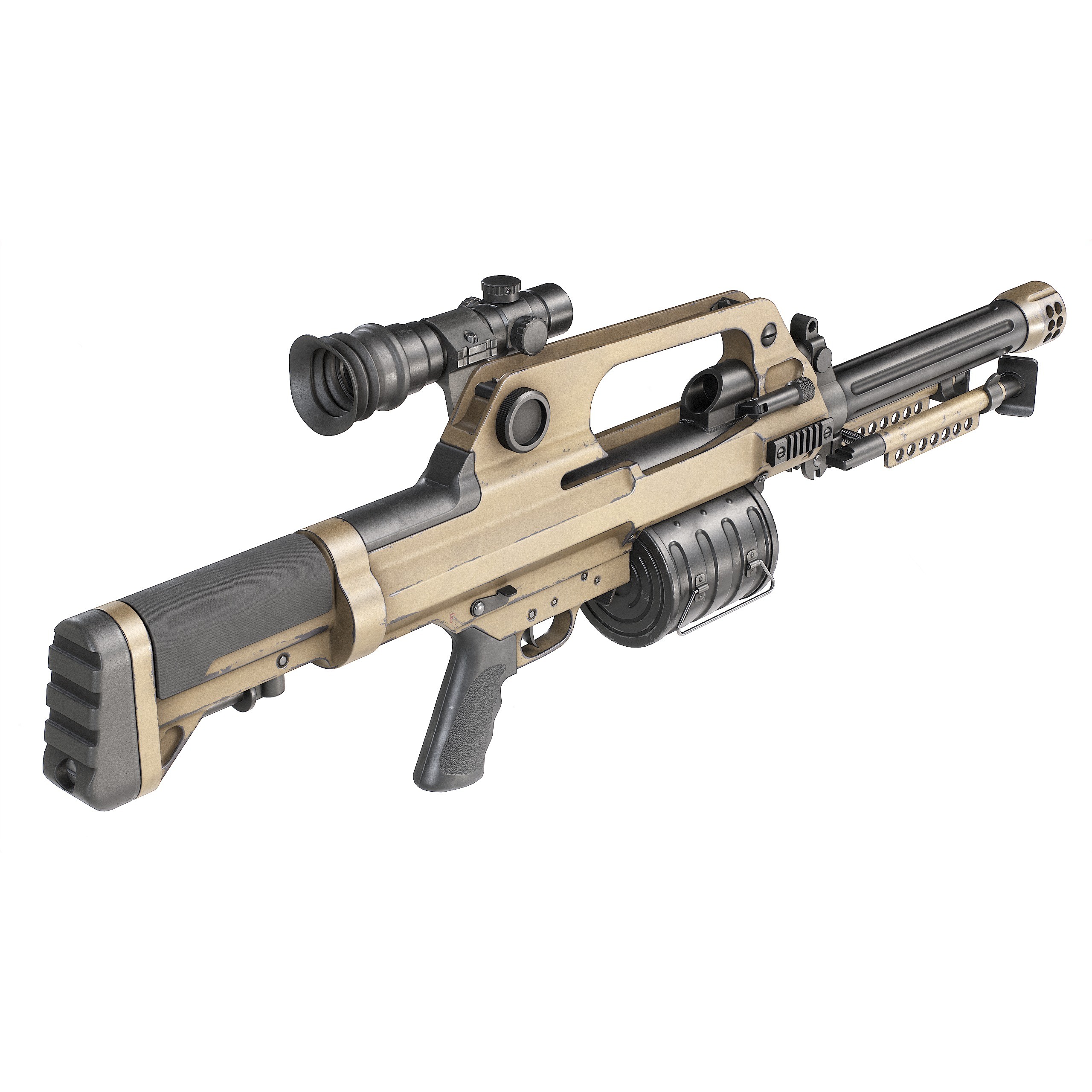 Chinese QLB-06 Grenade Launcher - Low-Poly Game-Ready 3D Model - View 3