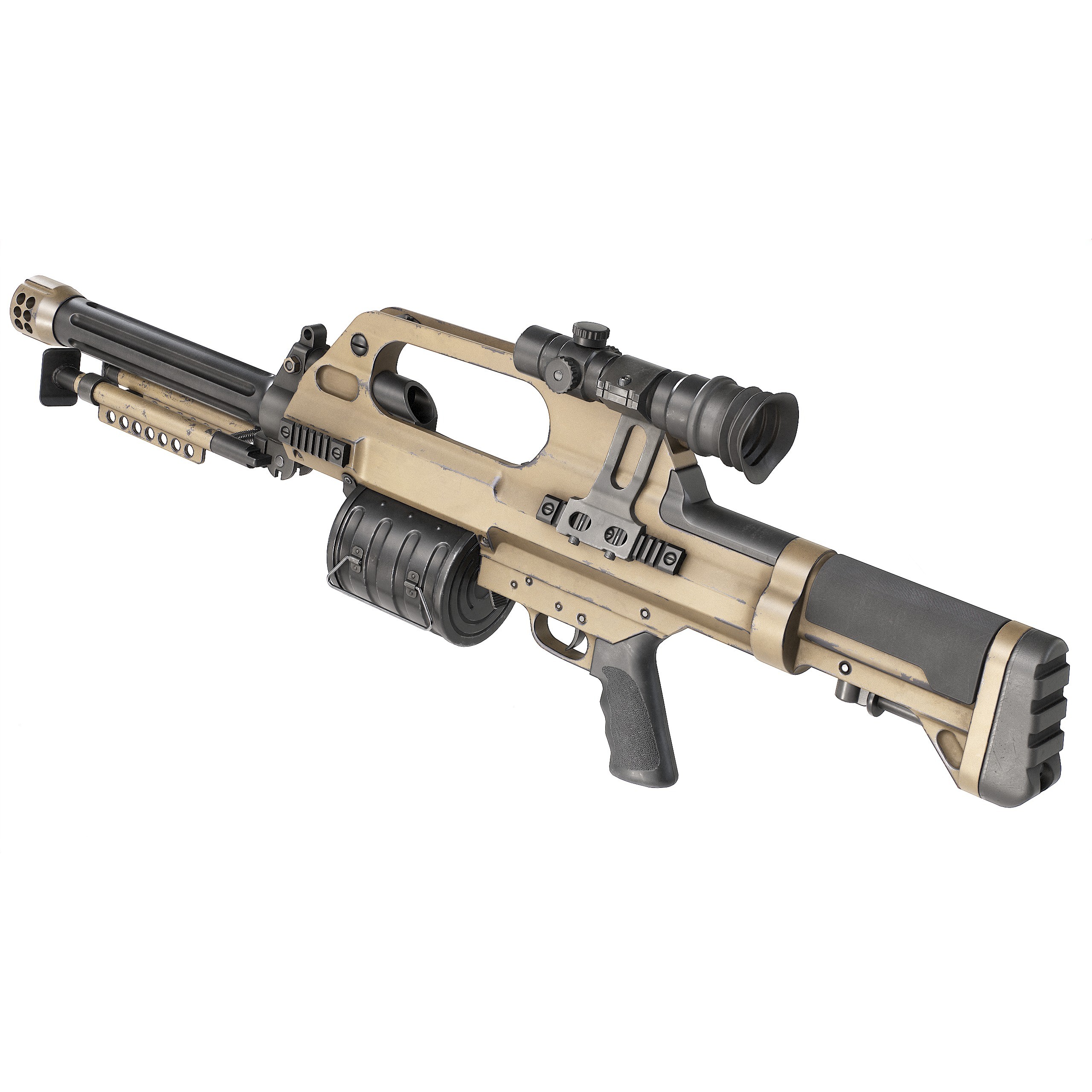 Chinese QLB-06 Grenade Launcher - Low-Poly Game-Ready 3D Model - View 4