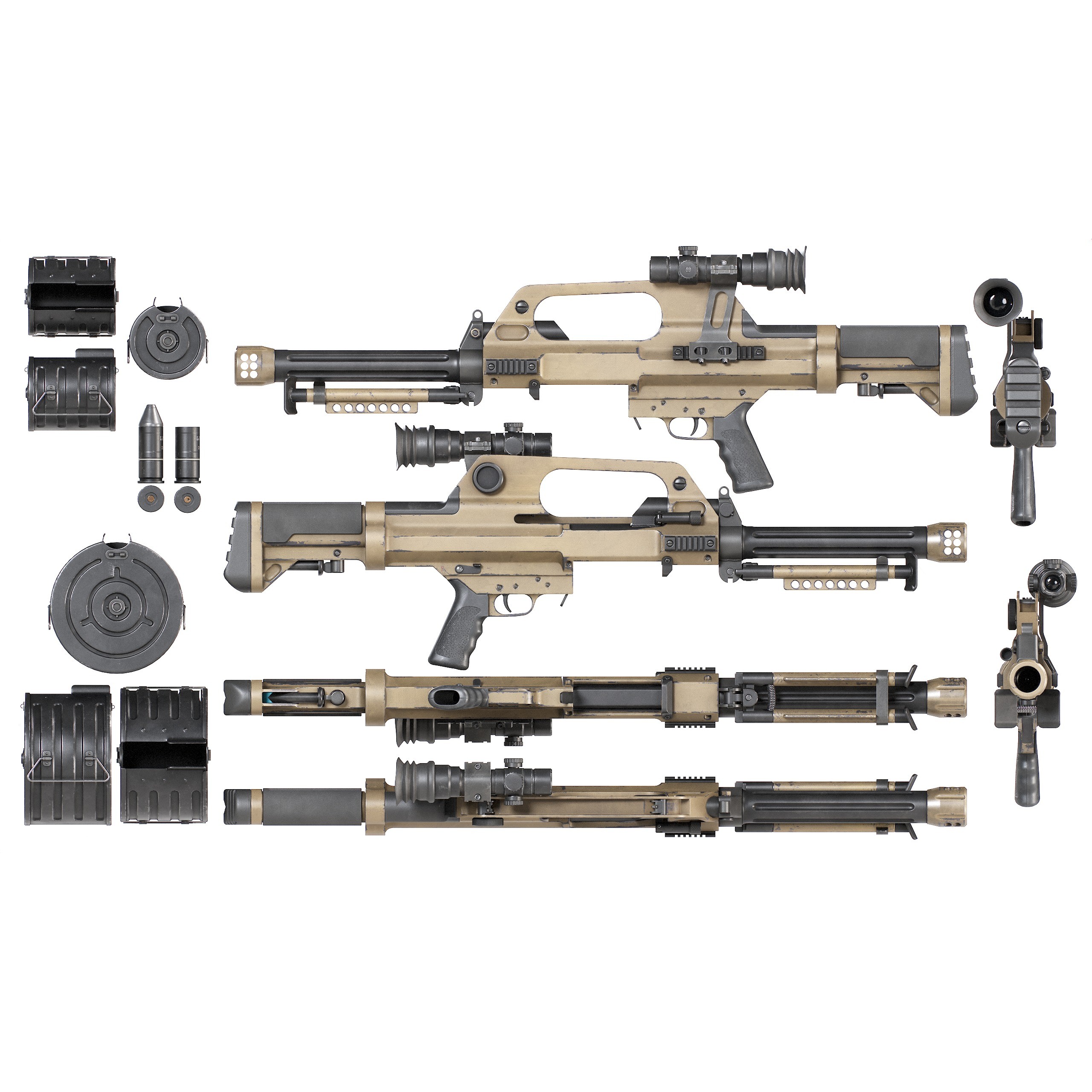 Chinese QLB-06 Grenade Launcher - Low-Poly Game-Ready 3D Model - View 6