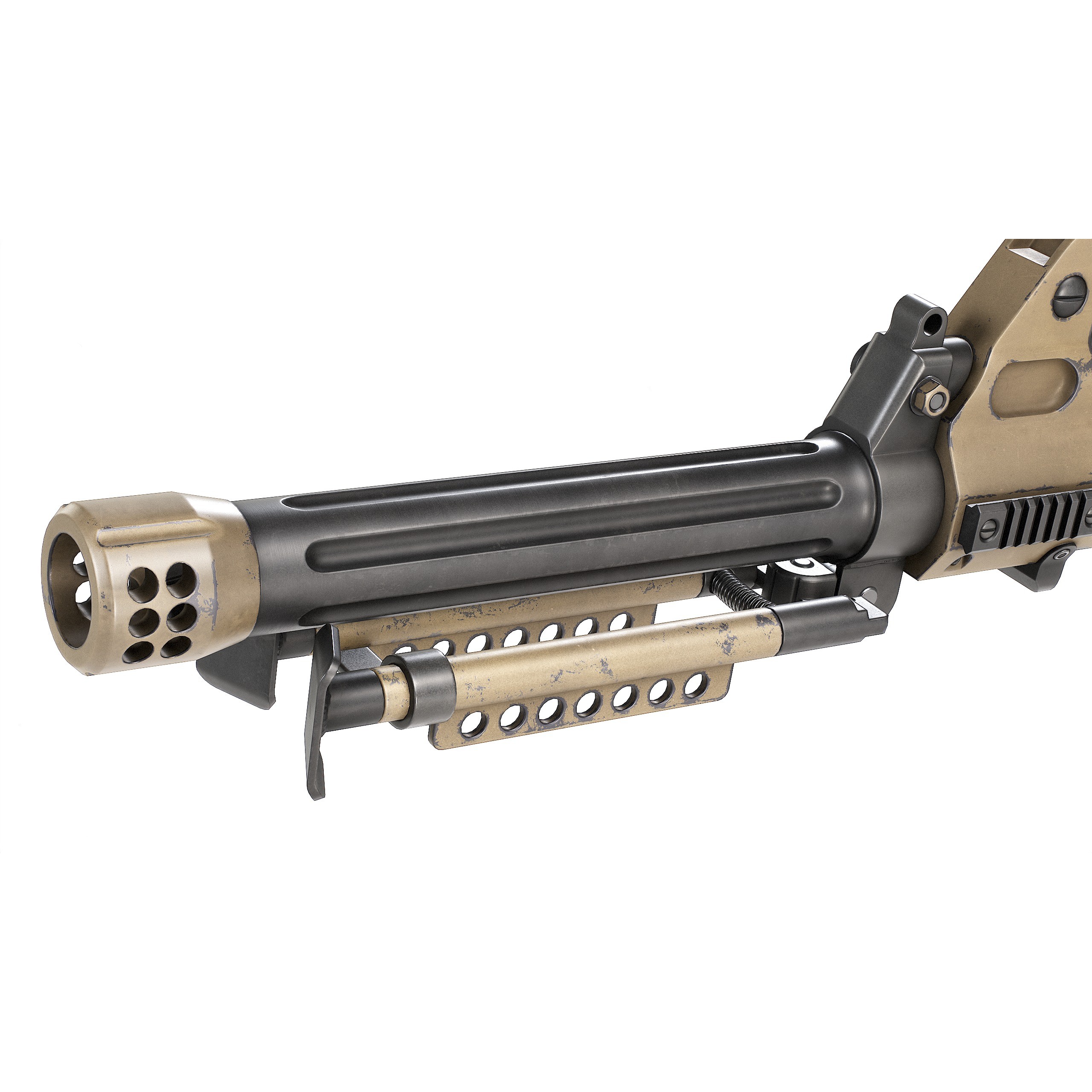 Chinese QLB-06 Grenade Launcher - Low-Poly Game-Ready 3D Model - View 9