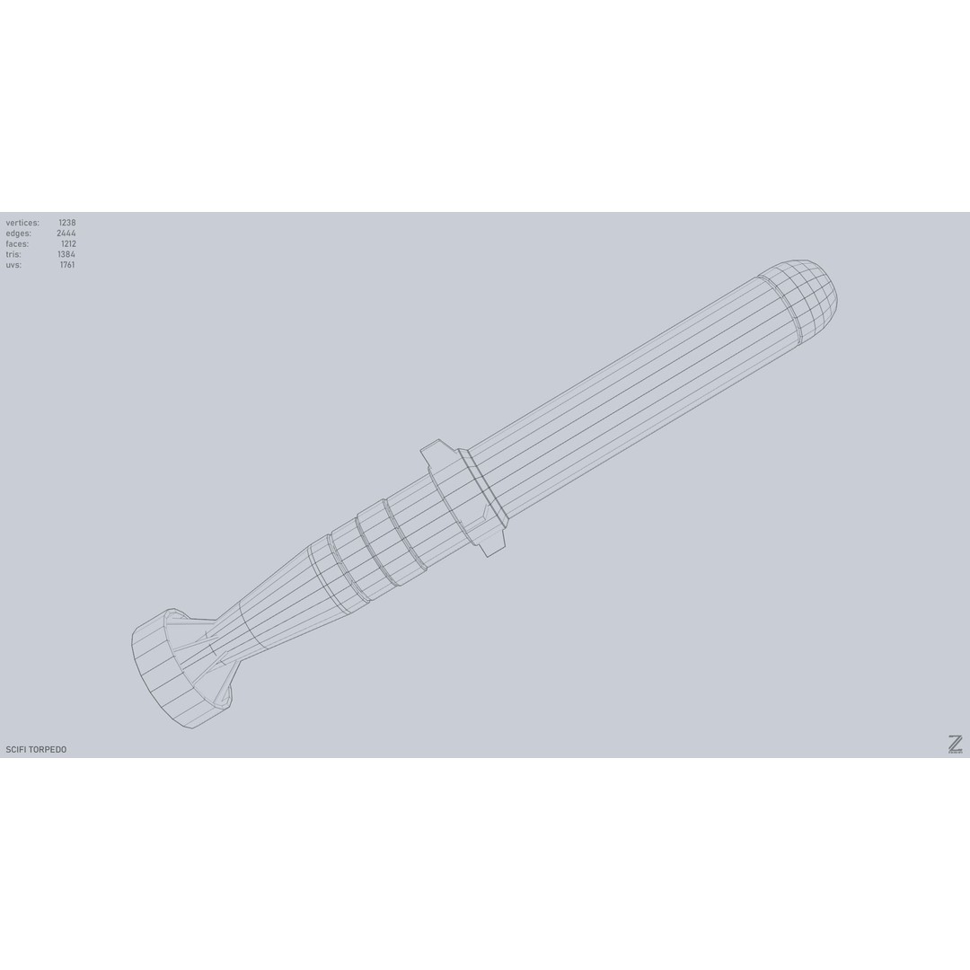Sci-Fi Torpedo 3D Model – Low Poly PBR Game Asset, FBX, OBJ - View 13