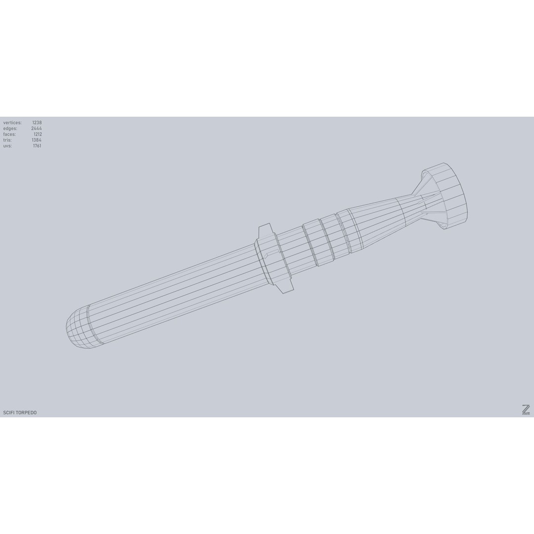 Sci-Fi Torpedo 3D Model – Low Poly PBR Game Asset, FBX, OBJ - View 14