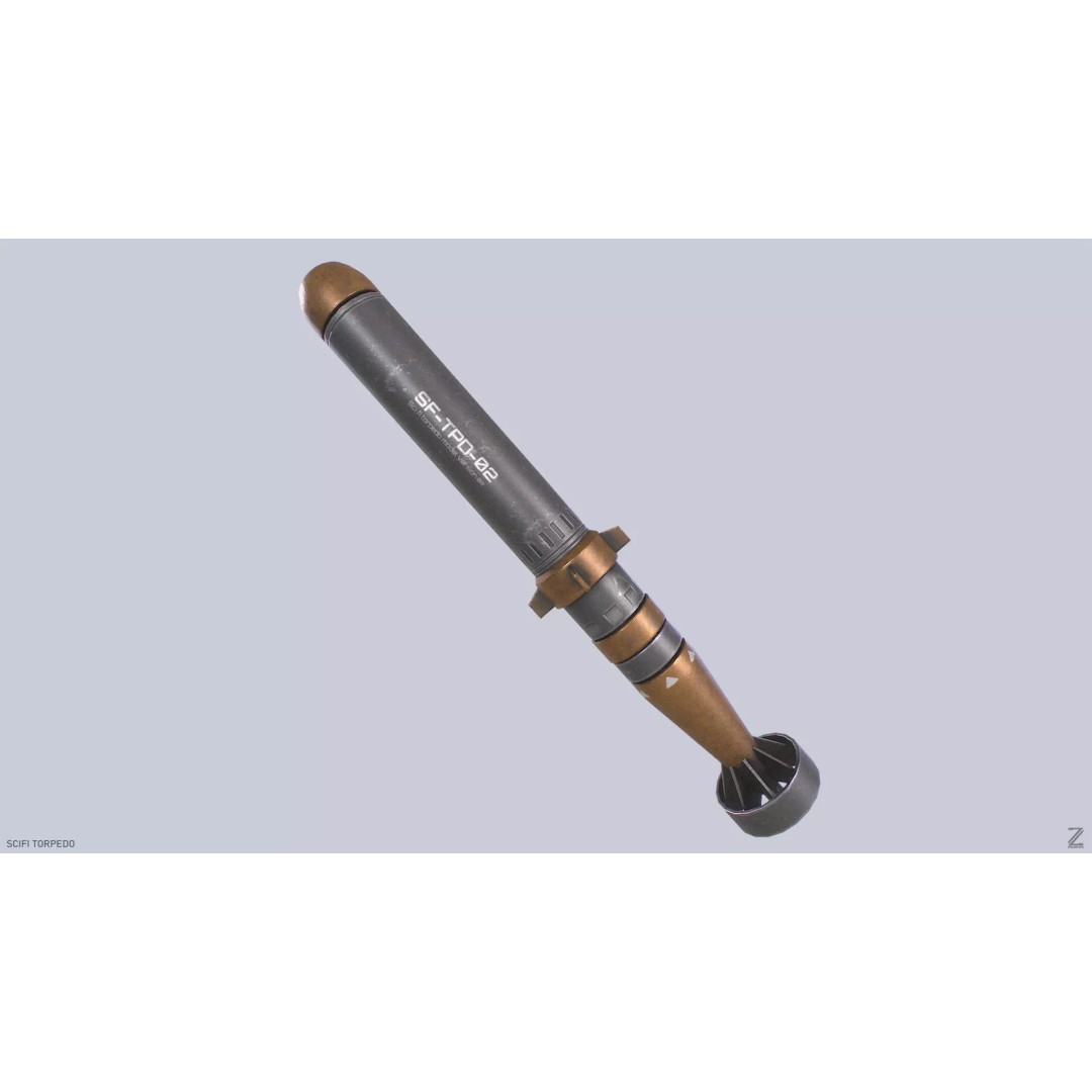 Sci-Fi Torpedo 3D Model – Low Poly PBR Game Asset, FBX, OBJ - View 2