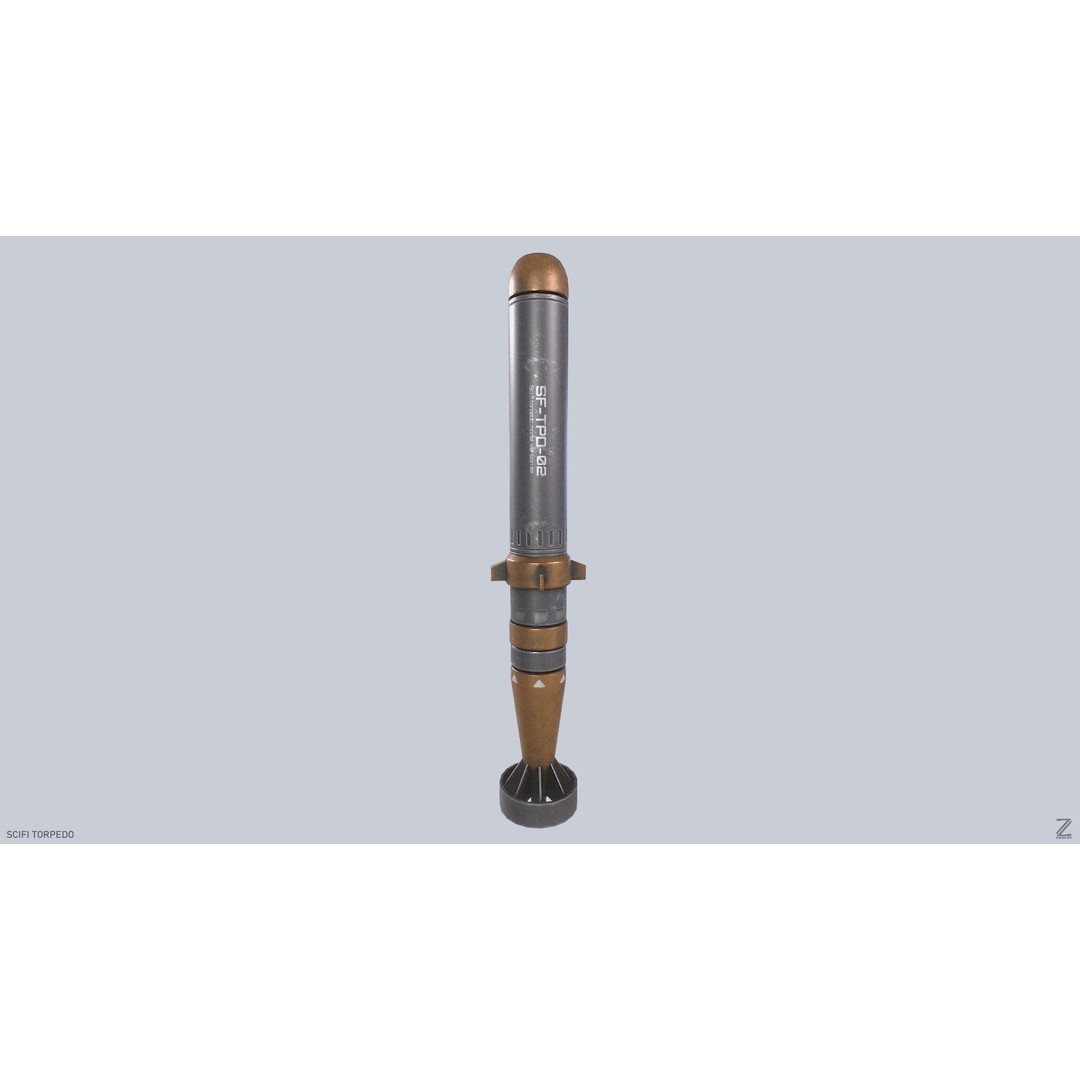 Sci-Fi Torpedo 3D Model – Low Poly PBR Game Asset, FBX, OBJ - View 3
