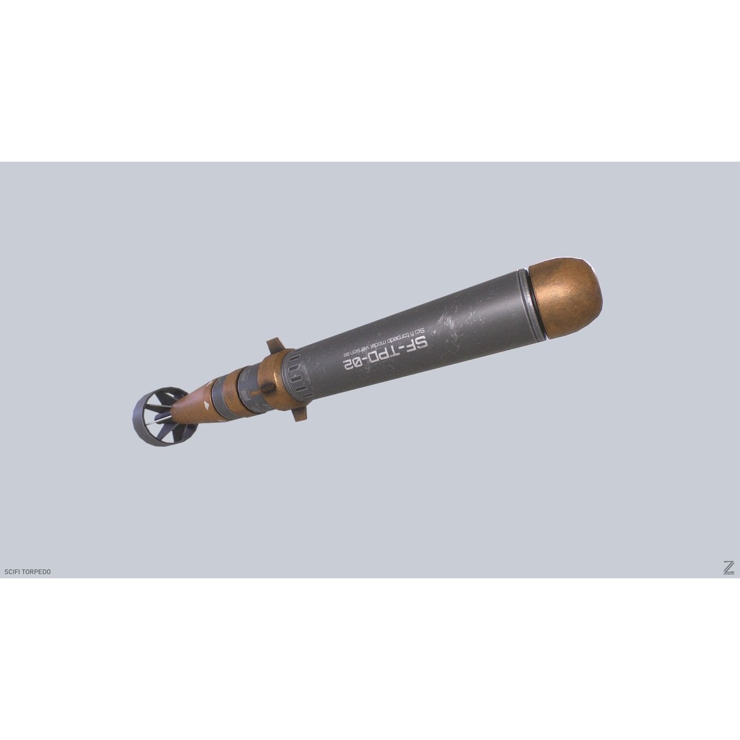Sci-Fi Torpedo 3D Model – Low Poly PBR Game Asset, FBX, OBJ - View 9