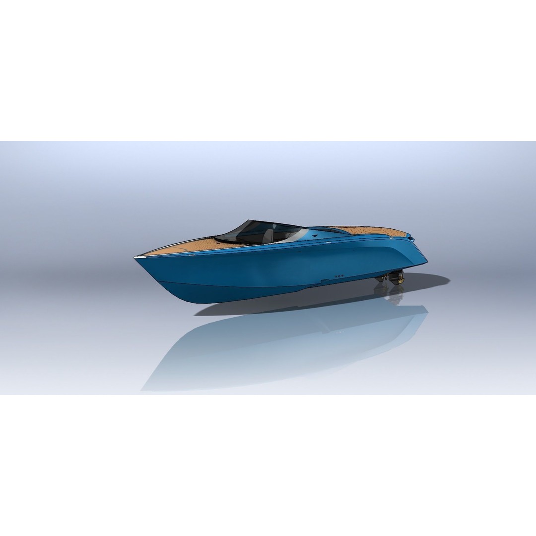 Aston Martin AM37 Powerboat 3D Model – High Poly Game Asset, FBX, OBJ - View 3