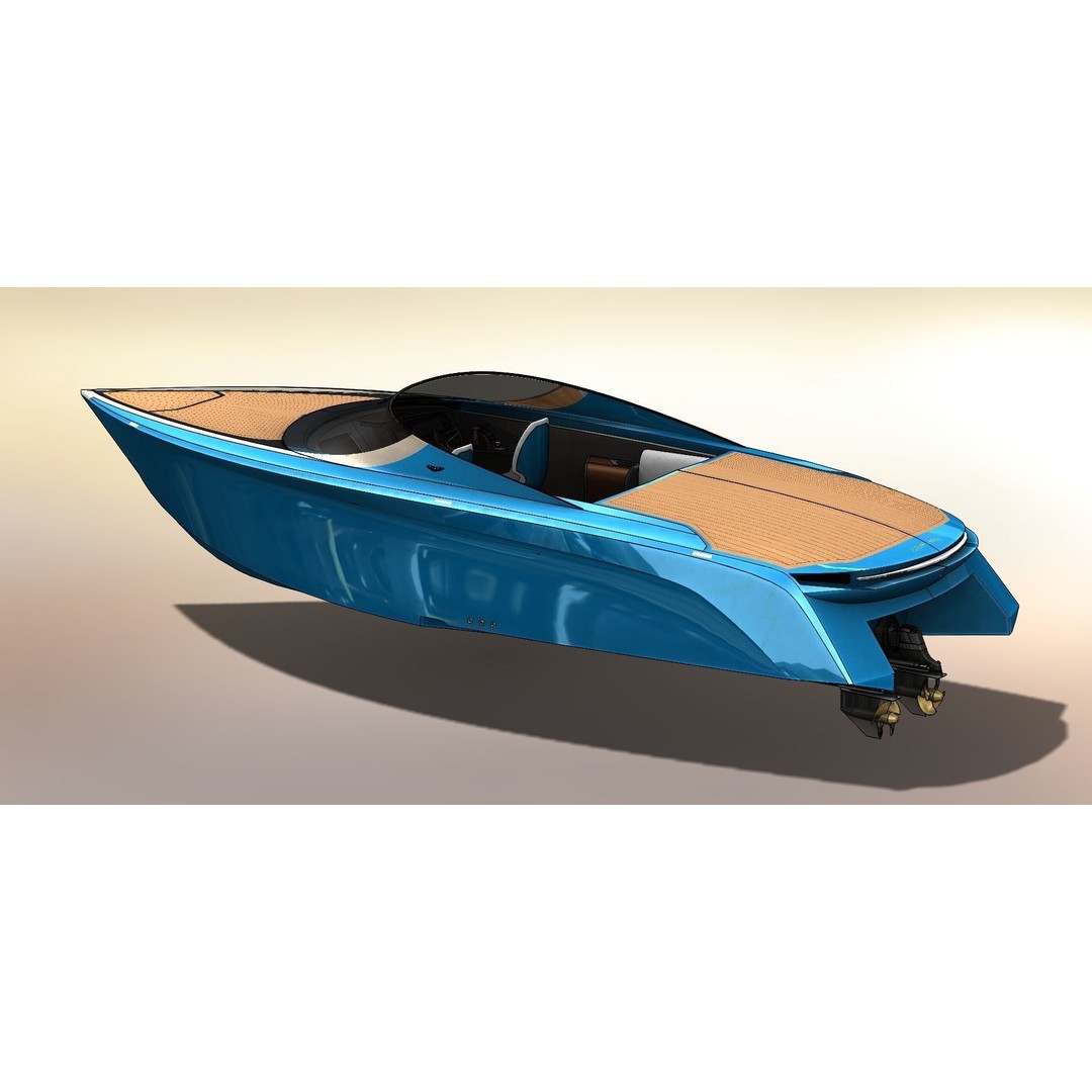 Aston Martin AM37 Powerboat 3D Model – High Poly Game Asset, FBX, OBJ - View 4