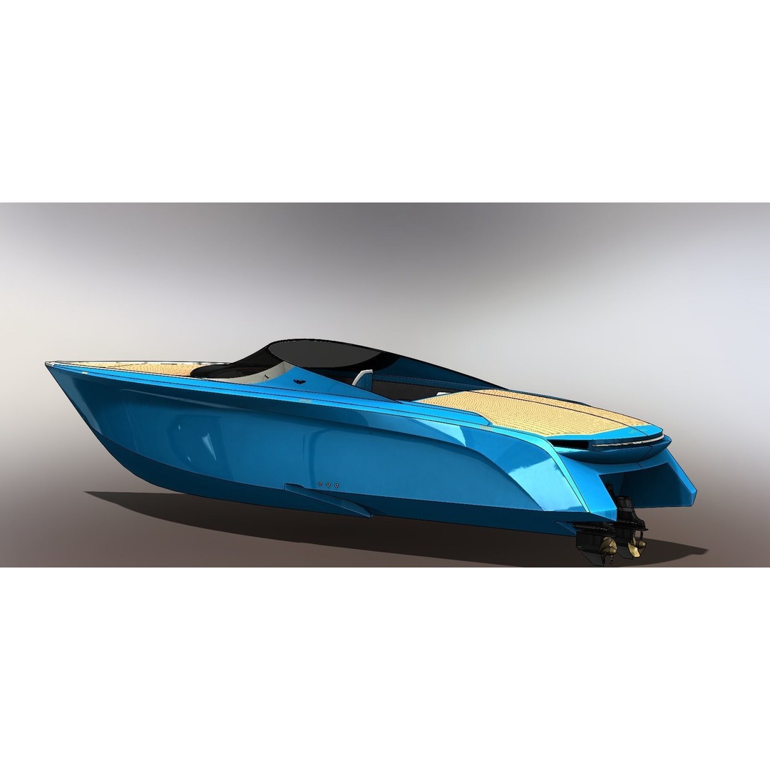 Aston Martin AM37 Powerboat 3D Model – High Poly Game Asset, FBX, OBJ - View 6
