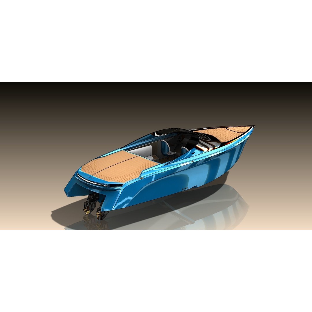 Aston Martin AM37 Powerboat 3D Model – High Poly Game Asset, FBX, OBJ - View 7