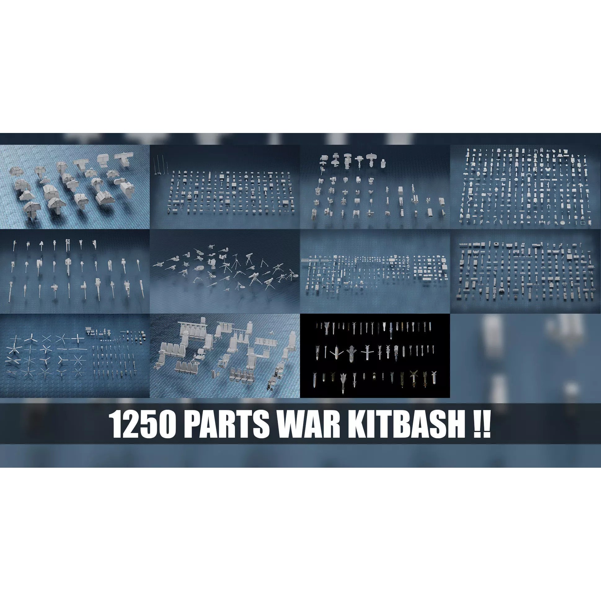 1250 War Army Vehicle Kitbash Pack - Low-Poly Game-Ready 3D Model - View 2