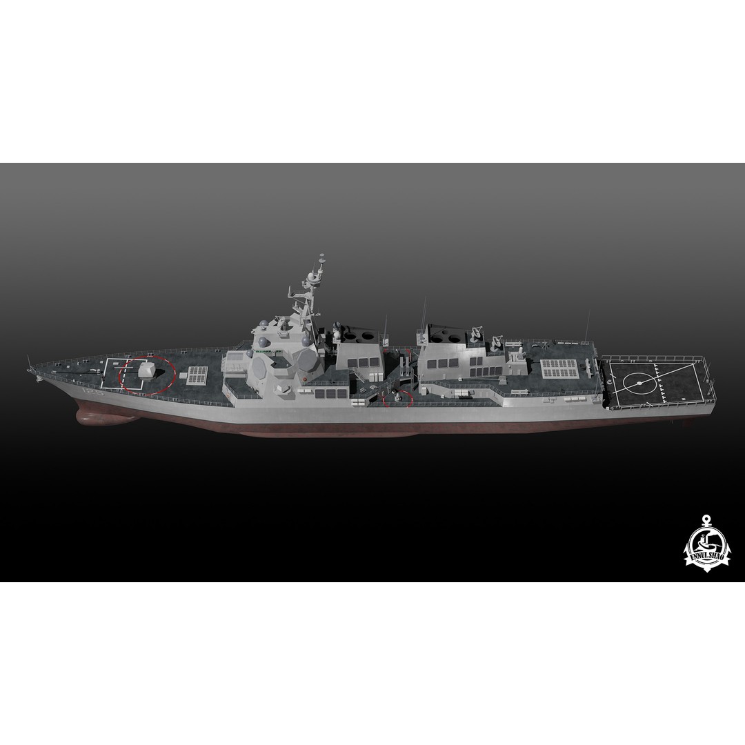 USS Jack H. Lucas 3D Model – Arleigh Burke Class Destroyer, PBR, FBX, OBJ - View 11