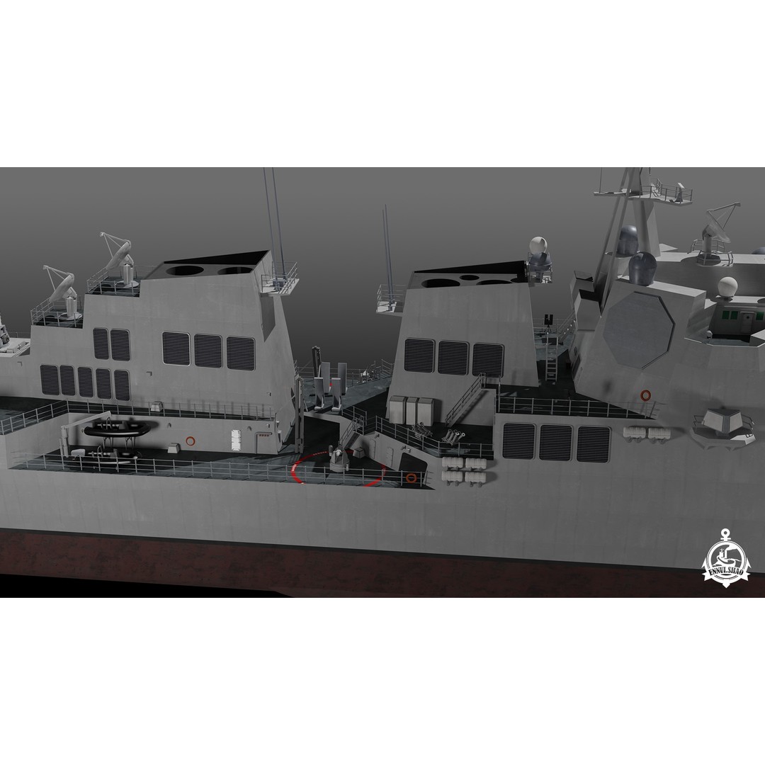 USS Jack H. Lucas 3D Model – Arleigh Burke Class Destroyer, PBR, FBX, OBJ - View 13