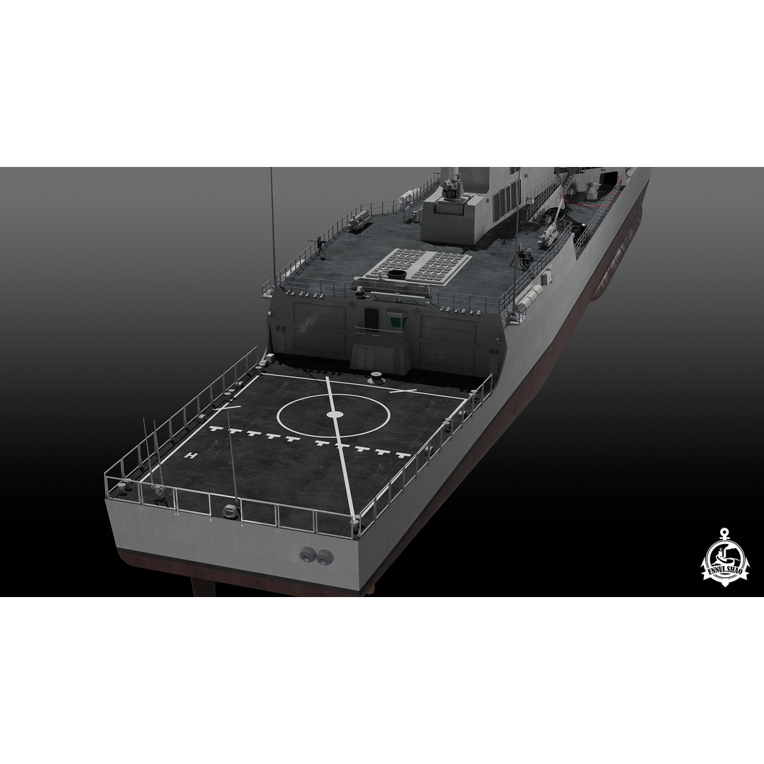 USS Jack H. Lucas 3D Model – Arleigh Burke Class Destroyer, PBR, FBX, OBJ - View 14