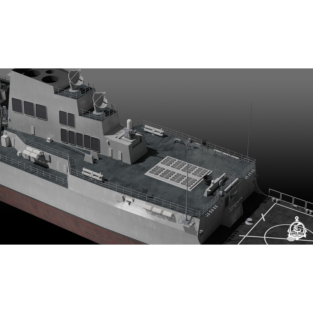 USS Jack H. Lucas 3D Model – Arleigh Burke Class Destroyer, PBR, FBX, OBJ - View 15
