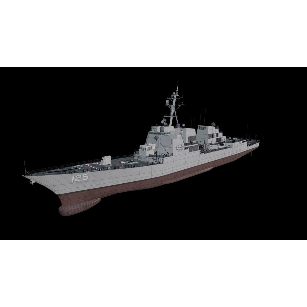 USS Jack H. Lucas 3D Model – Arleigh Burke Class Destroyer, PBR, FBX, OBJ - View 17