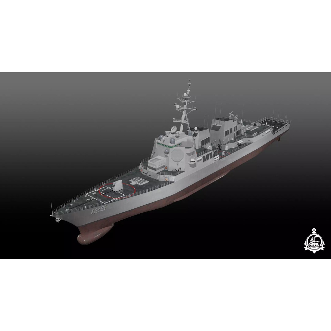 USS Jack H. Lucas 3D Model – Arleigh Burke Class Destroyer, PBR, FBX, OBJ - View 2