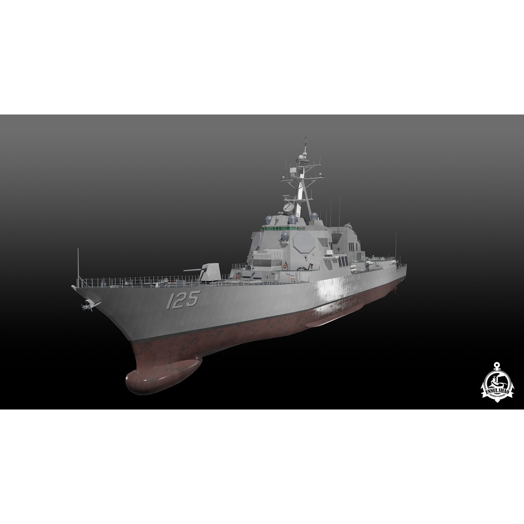 USS Jack H. Lucas 3D Model – Arleigh Burke Class Destroyer, PBR, FBX, OBJ - View 3
