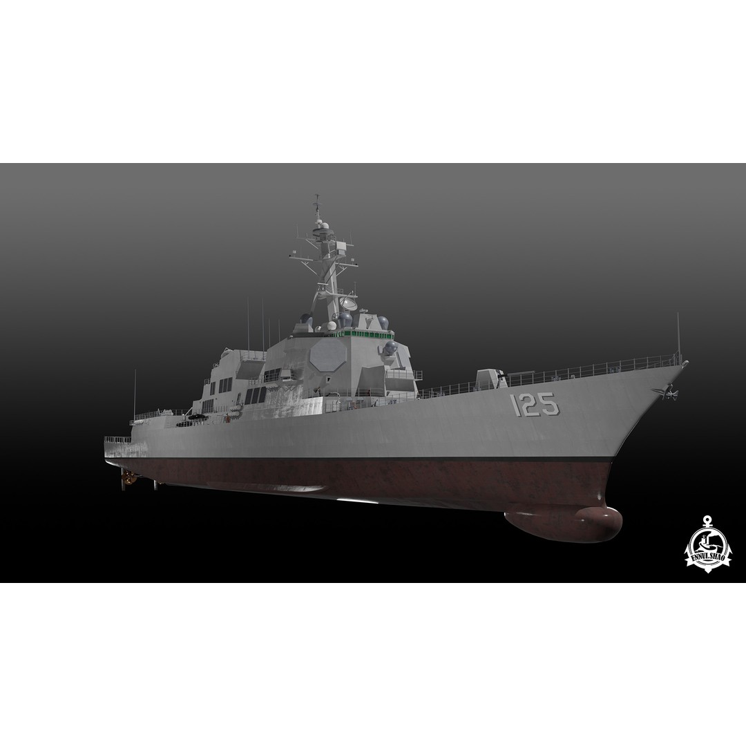 USS Jack H. Lucas 3D Model – Arleigh Burke Class Destroyer, PBR, FBX, OBJ - View 5