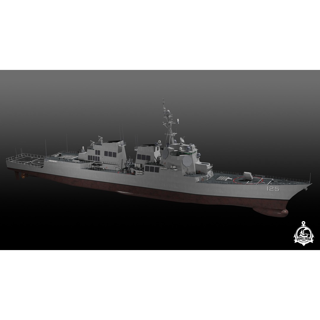 USS Jack H. Lucas 3D Model – Arleigh Burke Class Destroyer, PBR, FBX, OBJ - View 6