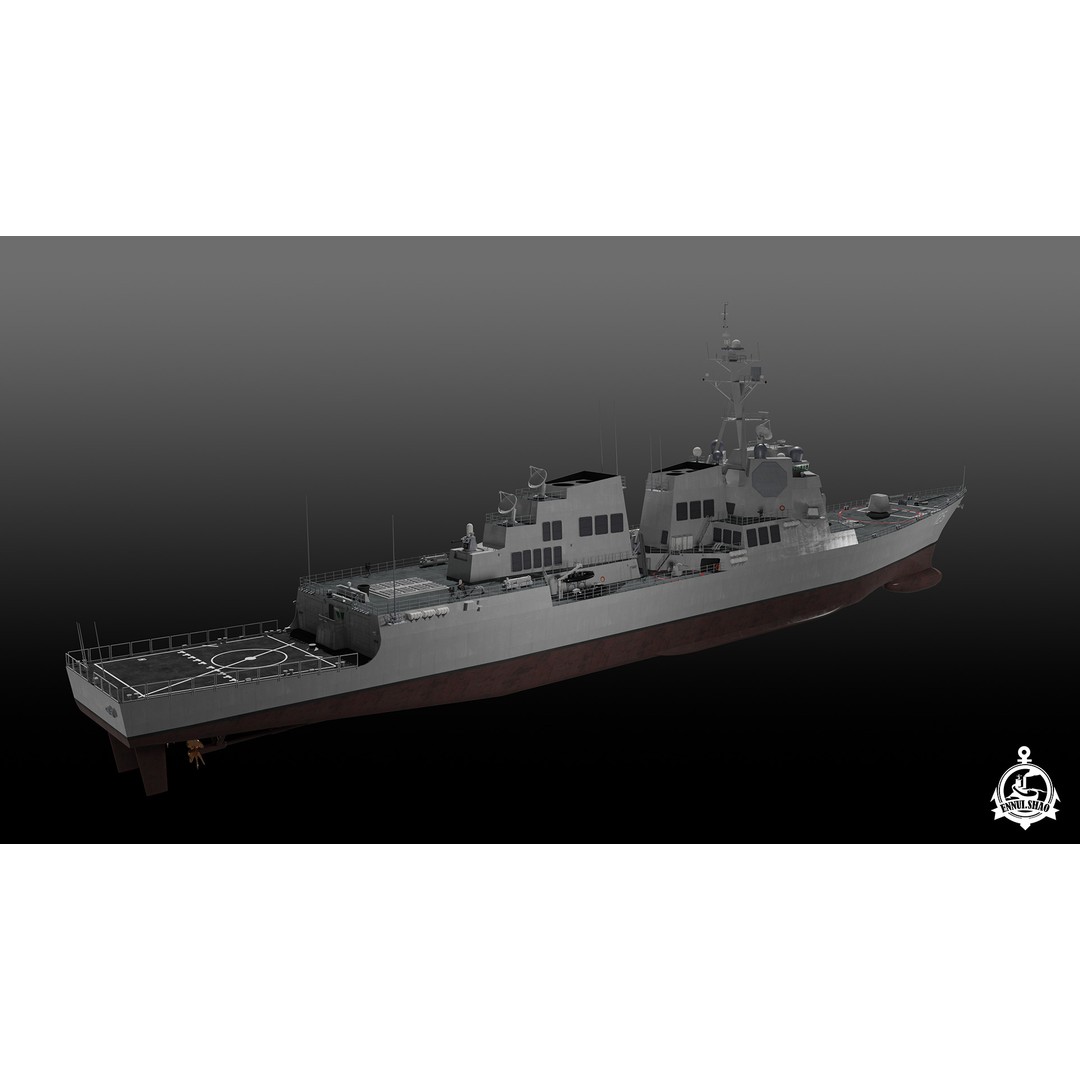 USS Jack H. Lucas 3D Model – Arleigh Burke Class Destroyer, PBR, FBX, OBJ - View 7