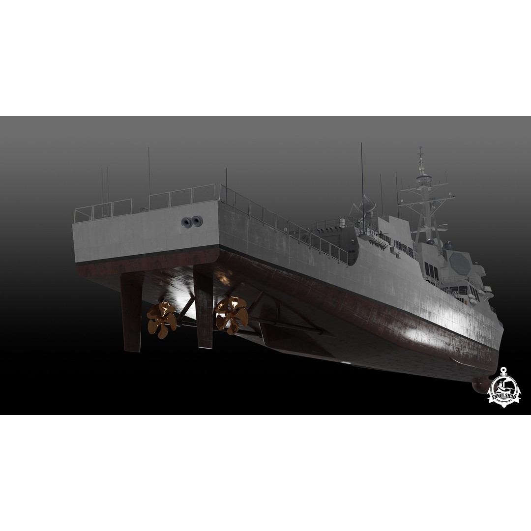USS Jack H. Lucas 3D Model – Arleigh Burke Class Destroyer, PBR, FBX, OBJ - View 8