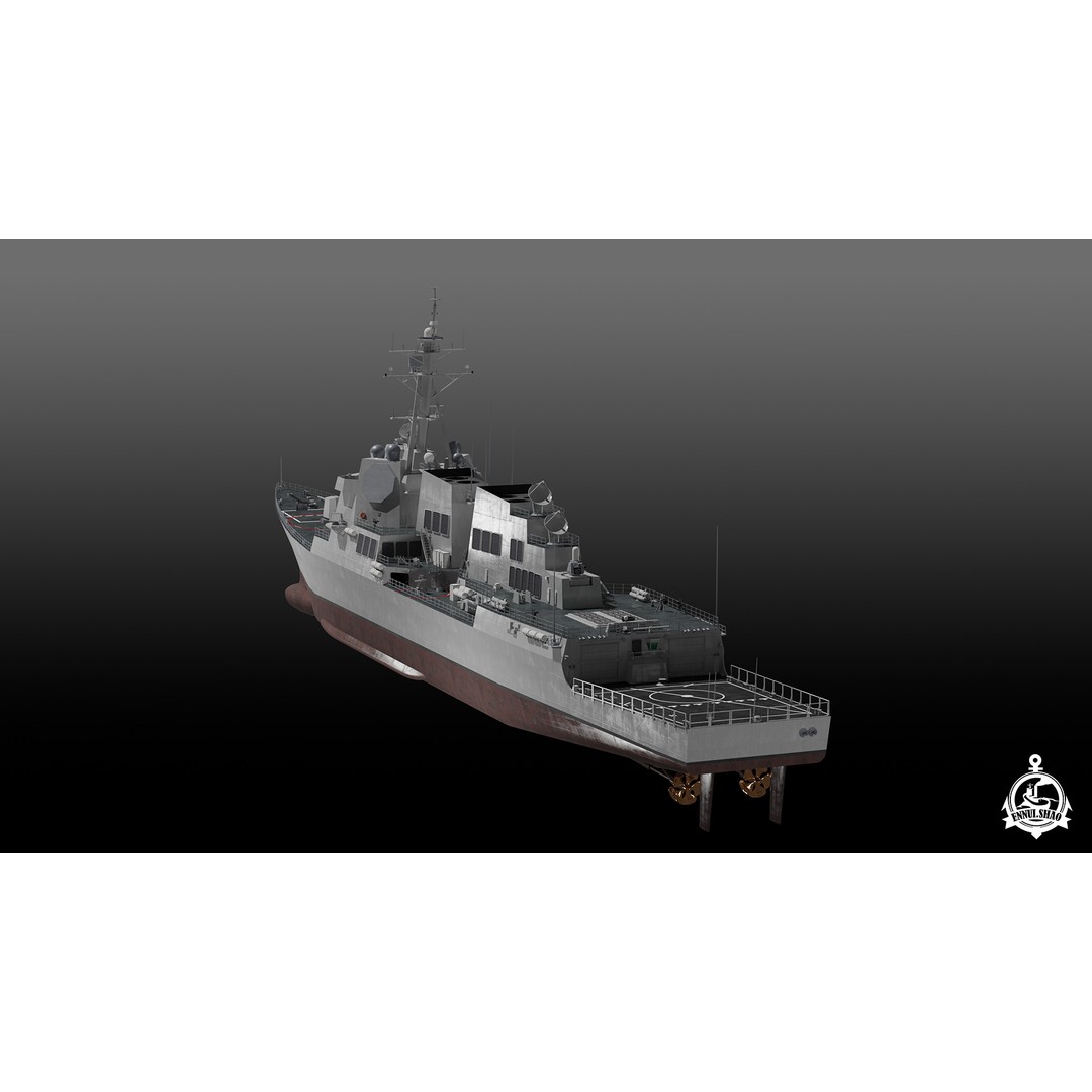 USS Jack H. Lucas 3D Model – Arleigh Burke Class Destroyer, PBR, FBX, OBJ - View 9
