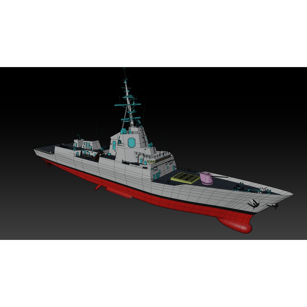 SPS Alvaro de Bazan 3D Model – Low Poly Game-Ready Frigate, FBX, OBJ - View 15