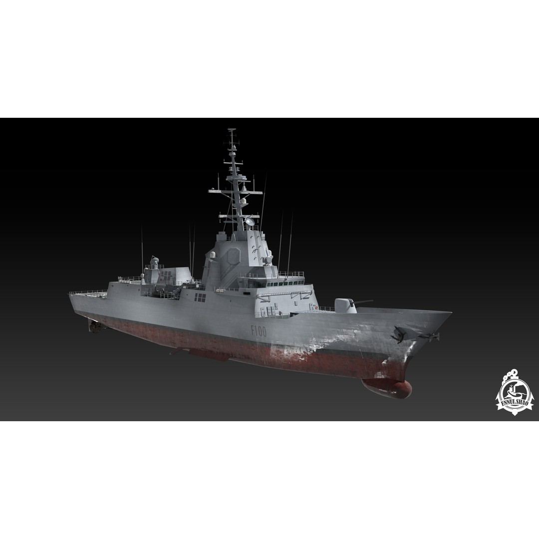 SPS Alvaro de Bazan 3D Model – Low Poly Game-Ready Frigate, FBX, OBJ - View 3