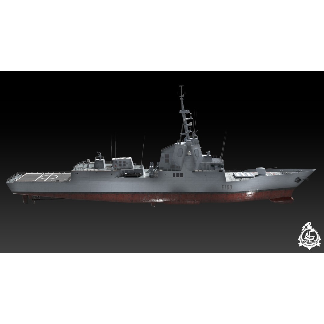 SPS Alvaro de Bazan 3D Model – Low Poly Game-Ready Frigate, FBX, OBJ - View 4