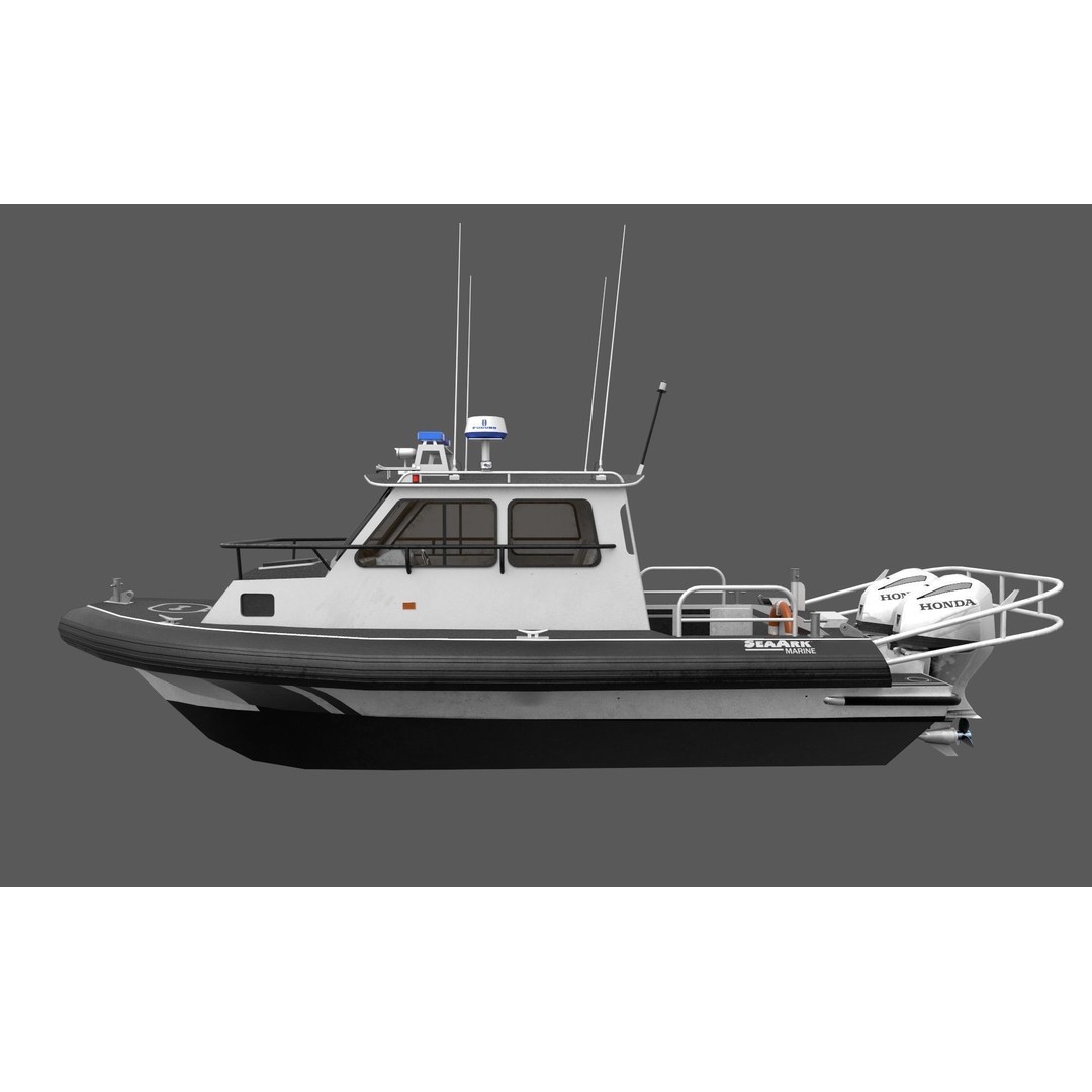 SeaArk Patrol Boat 3D Model – Low Poly Game Ready Asset, FBX, OBJ