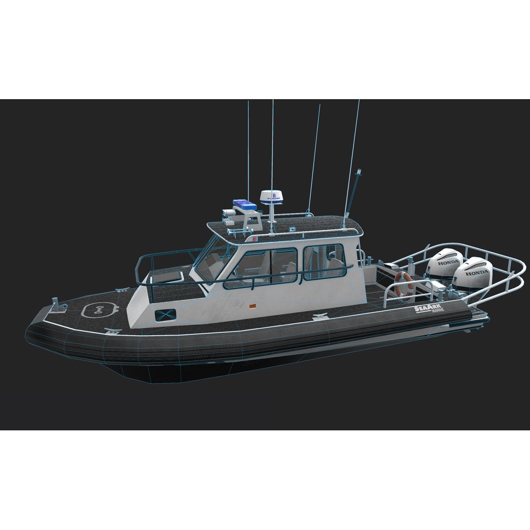 SeaArk Patrol Boat 3D Model – Low Poly Game Ready Asset, FBX, OBJ - View 13