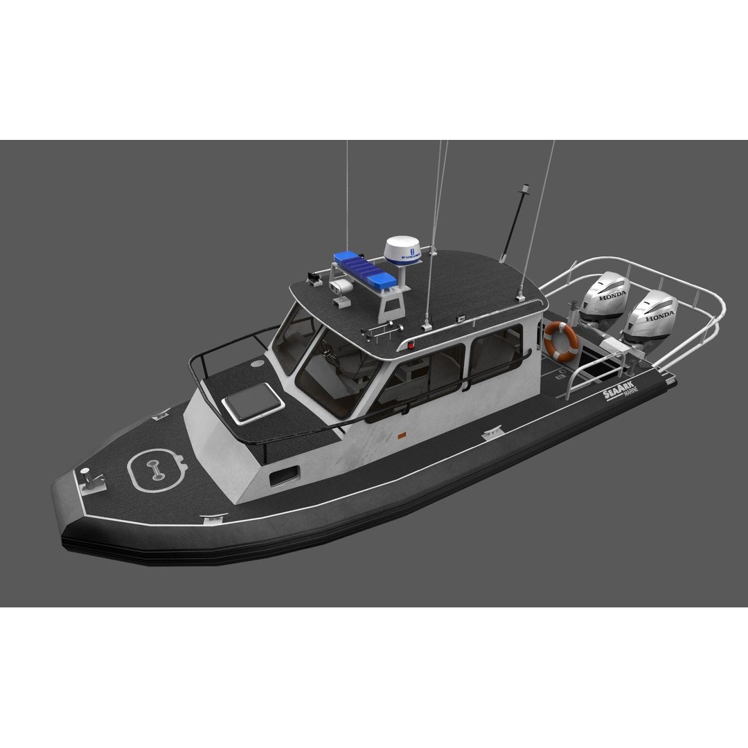 SeaArk Patrol Boat 3D Model – Low Poly Game Ready Asset, FBX, OBJ - View 15