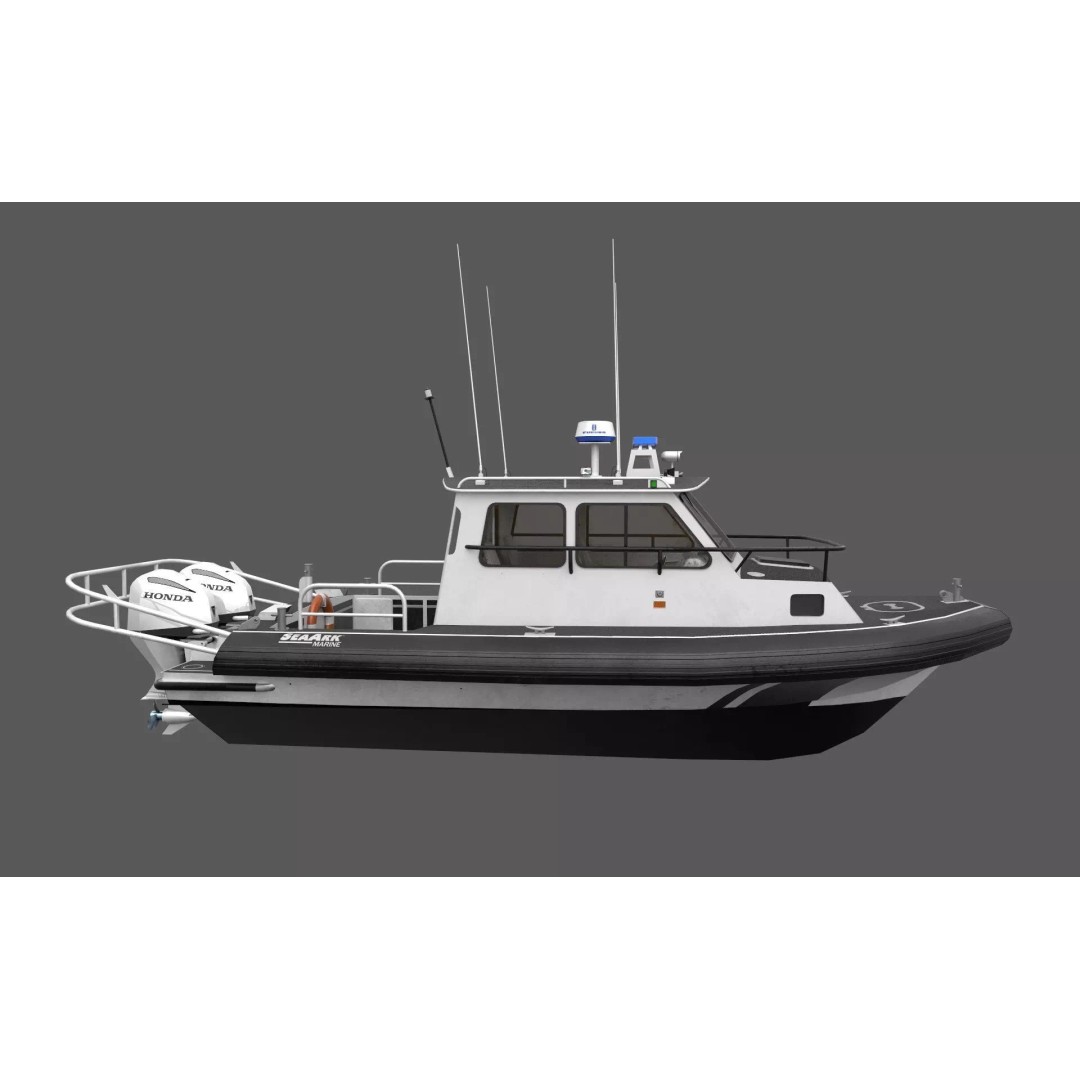SeaArk Patrol Boat 3D Model – Low Poly Game Ready Asset, FBX, OBJ - View 2