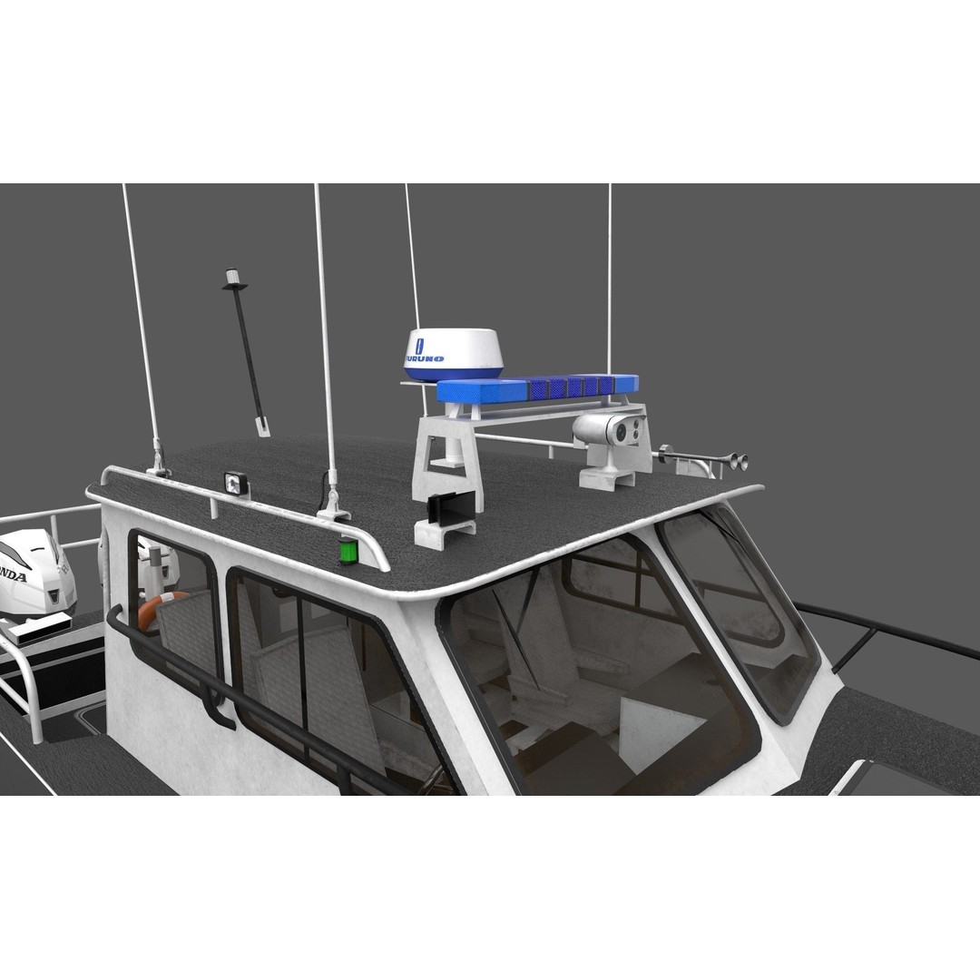 SeaArk Patrol Boat 3D Model – Low Poly Game Ready Asset, FBX, OBJ - View 3