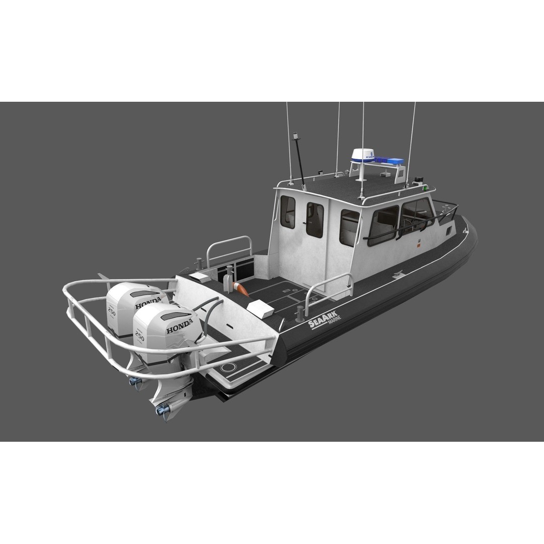 SeaArk Patrol Boat 3D Model – Low Poly Game Ready Asset, FBX, OBJ - View 4