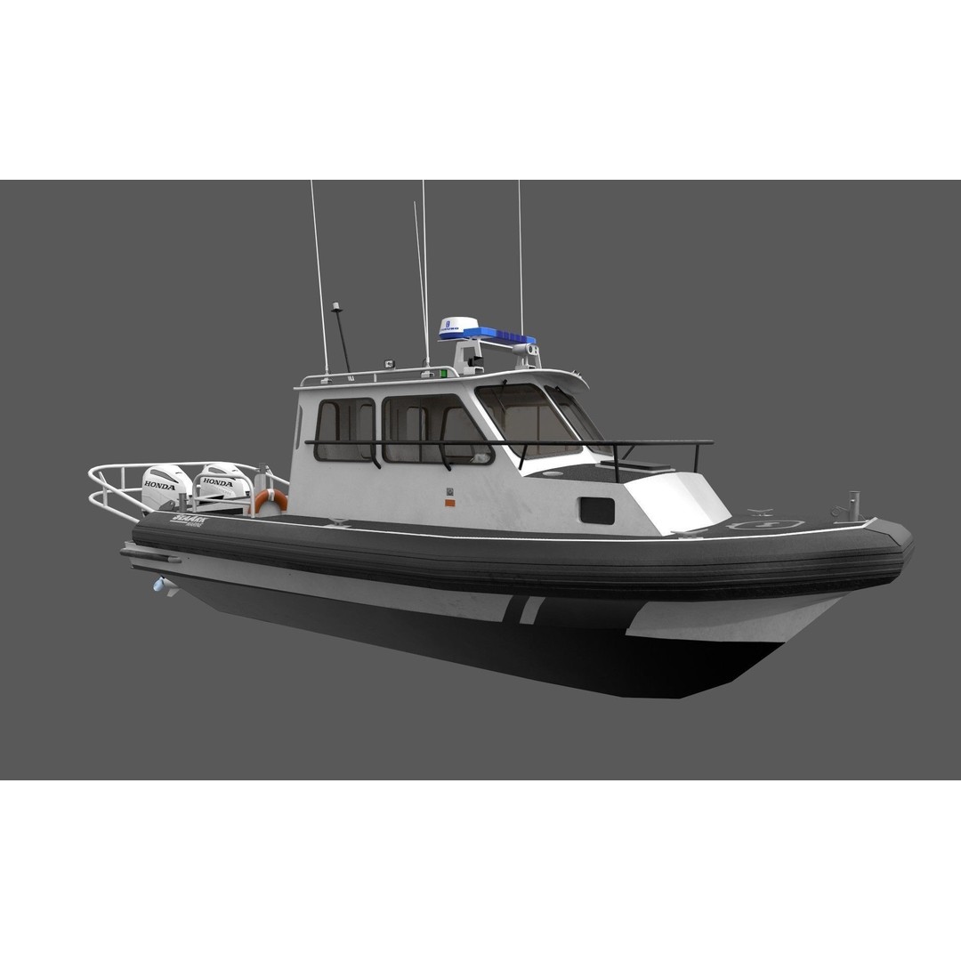 SeaArk Patrol Boat 3D Model – Low Poly Game Ready Asset, FBX, OBJ - View 5