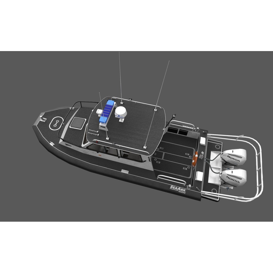 SeaArk Patrol Boat 3D Model – Low Poly Game Ready Asset, FBX, OBJ - View 6