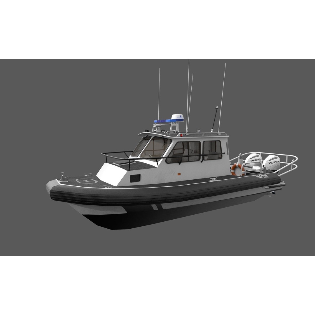 SeaArk Patrol Boat 3D Model – Low Poly Game Ready Asset, FBX, OBJ - View 7