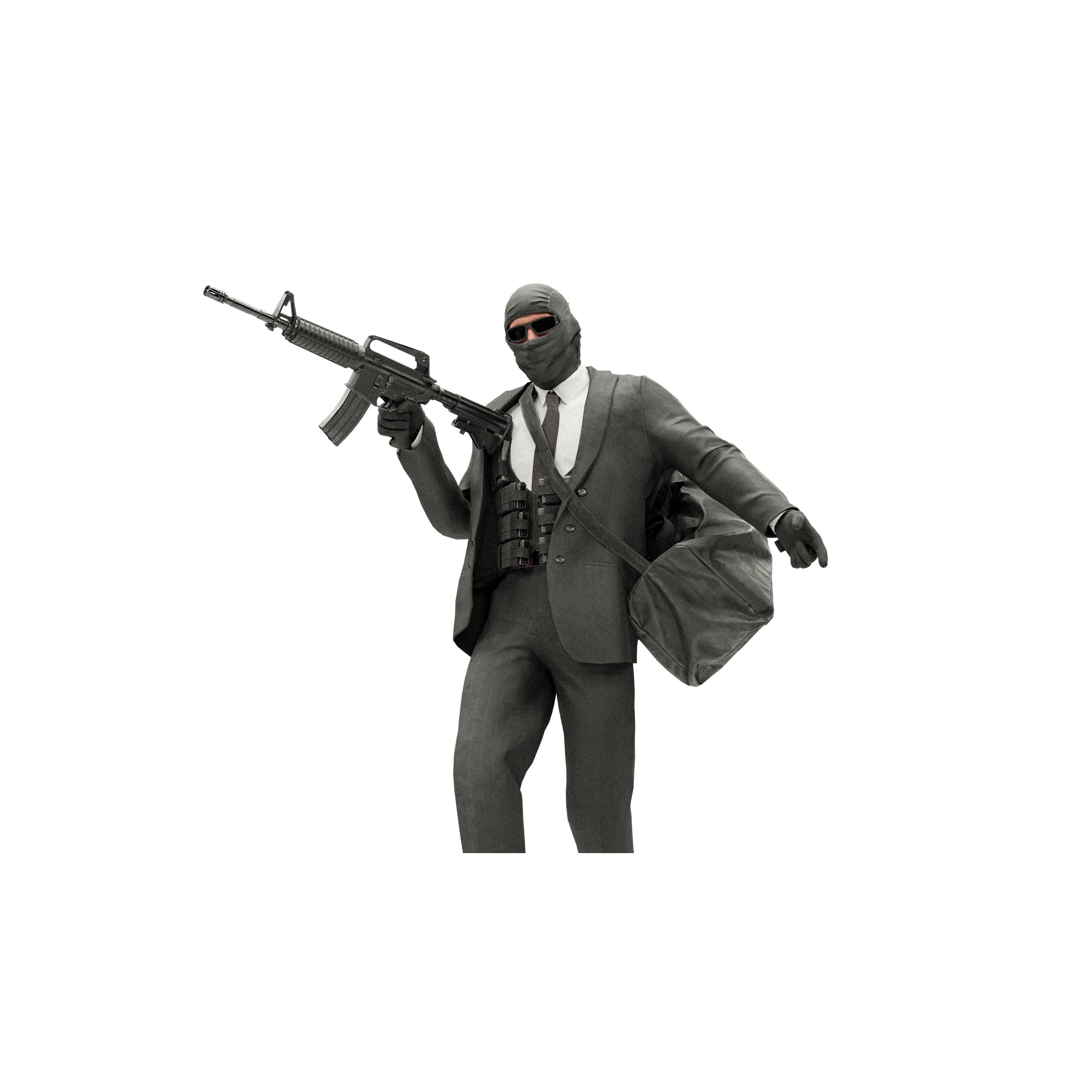 Robber Character - Low-Poly Game-Ready 3D Model - View 12