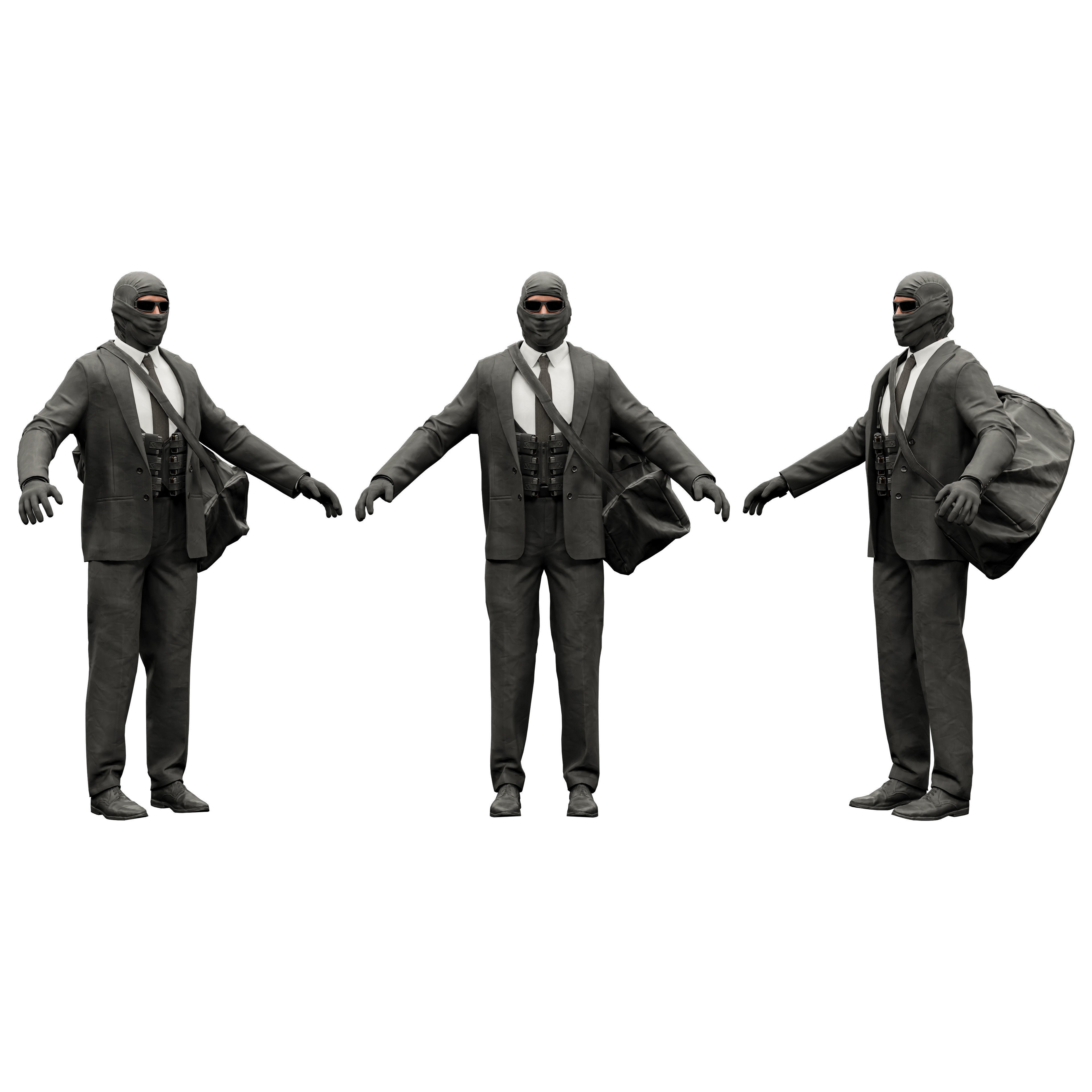 Robber Character - Low-Poly Game-Ready 3D Model - View 3