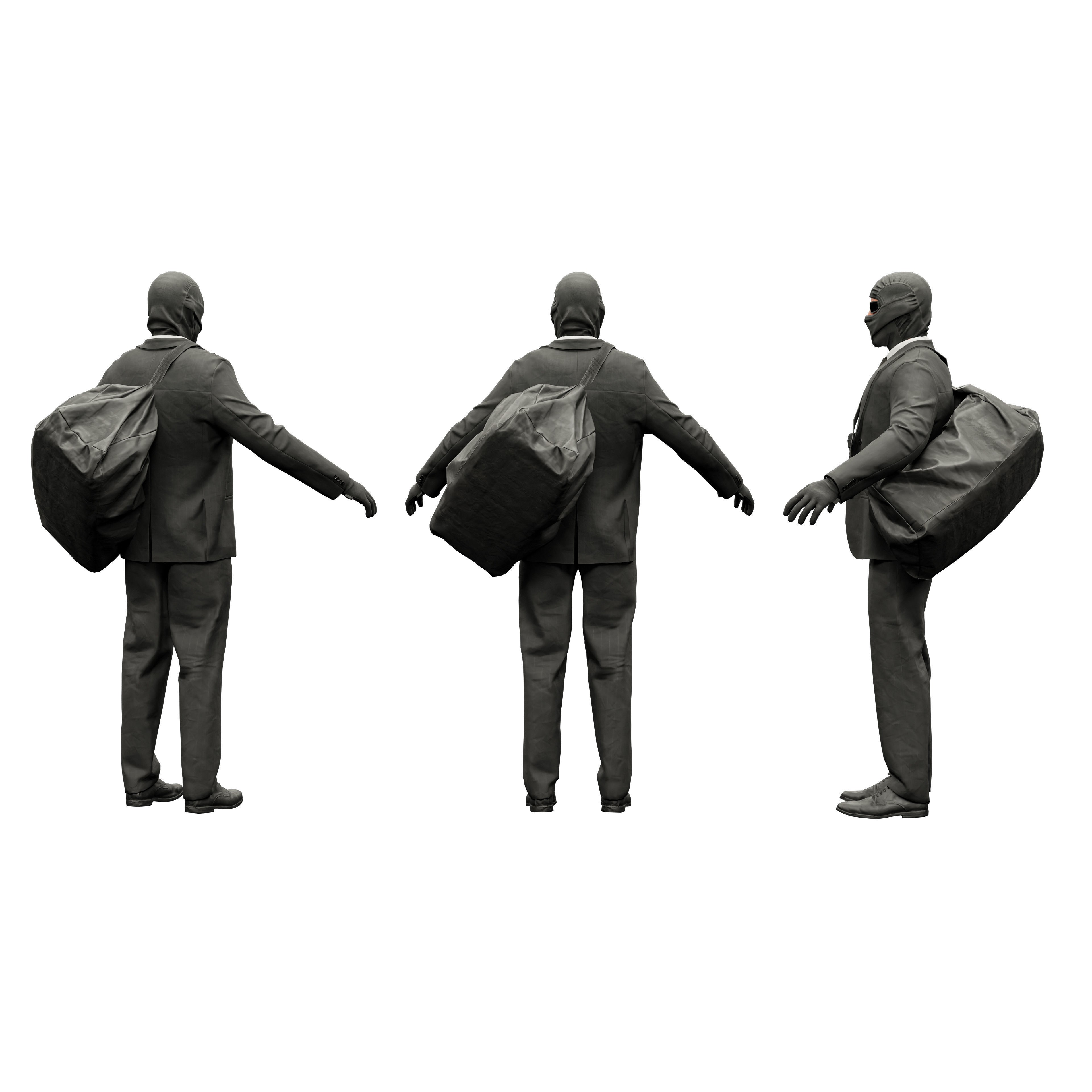 Robber Character - Low-Poly Game-Ready 3D Model - View 5